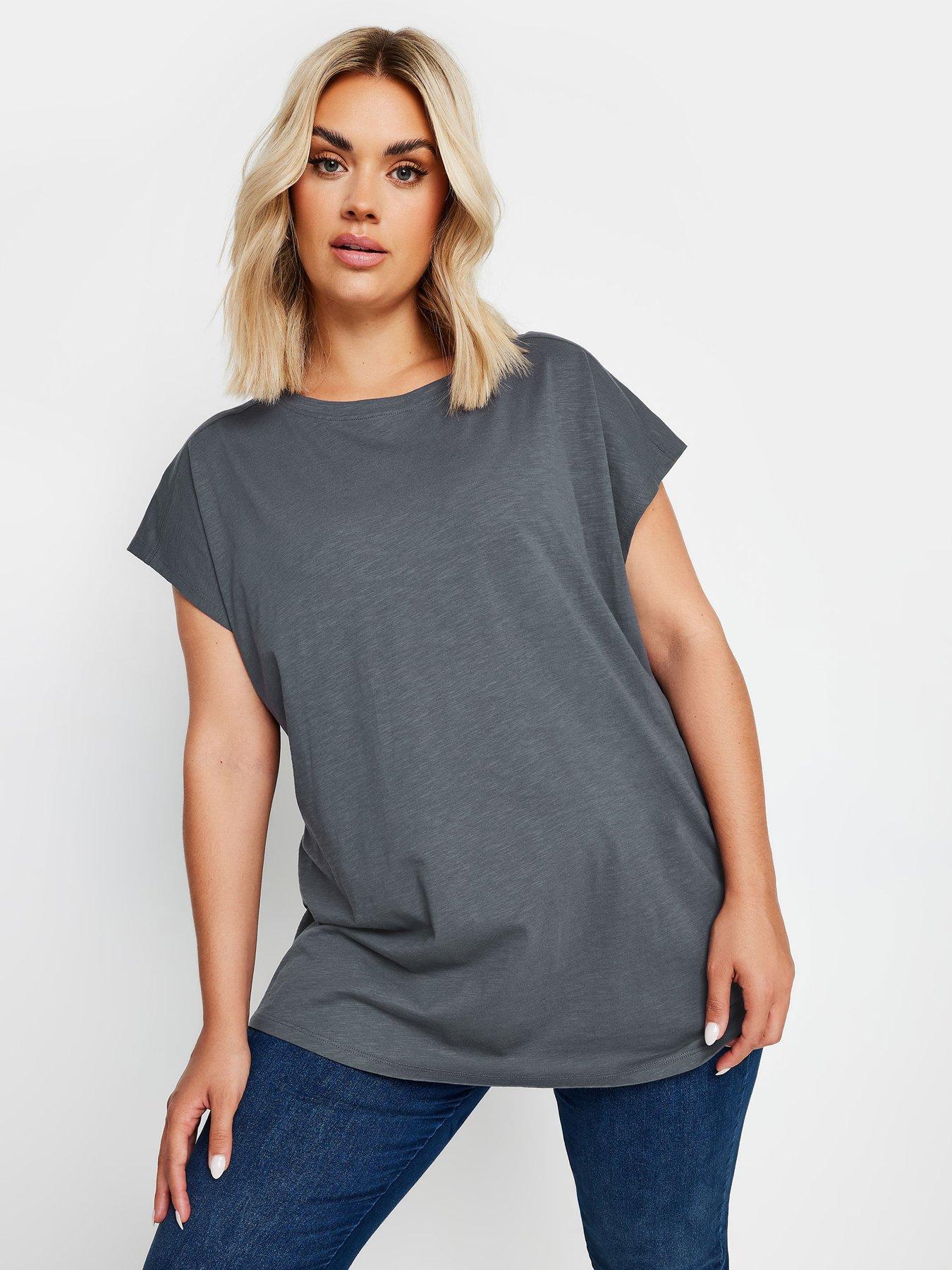 yours-curve-slub-short-sleeve-t-shirt-grey