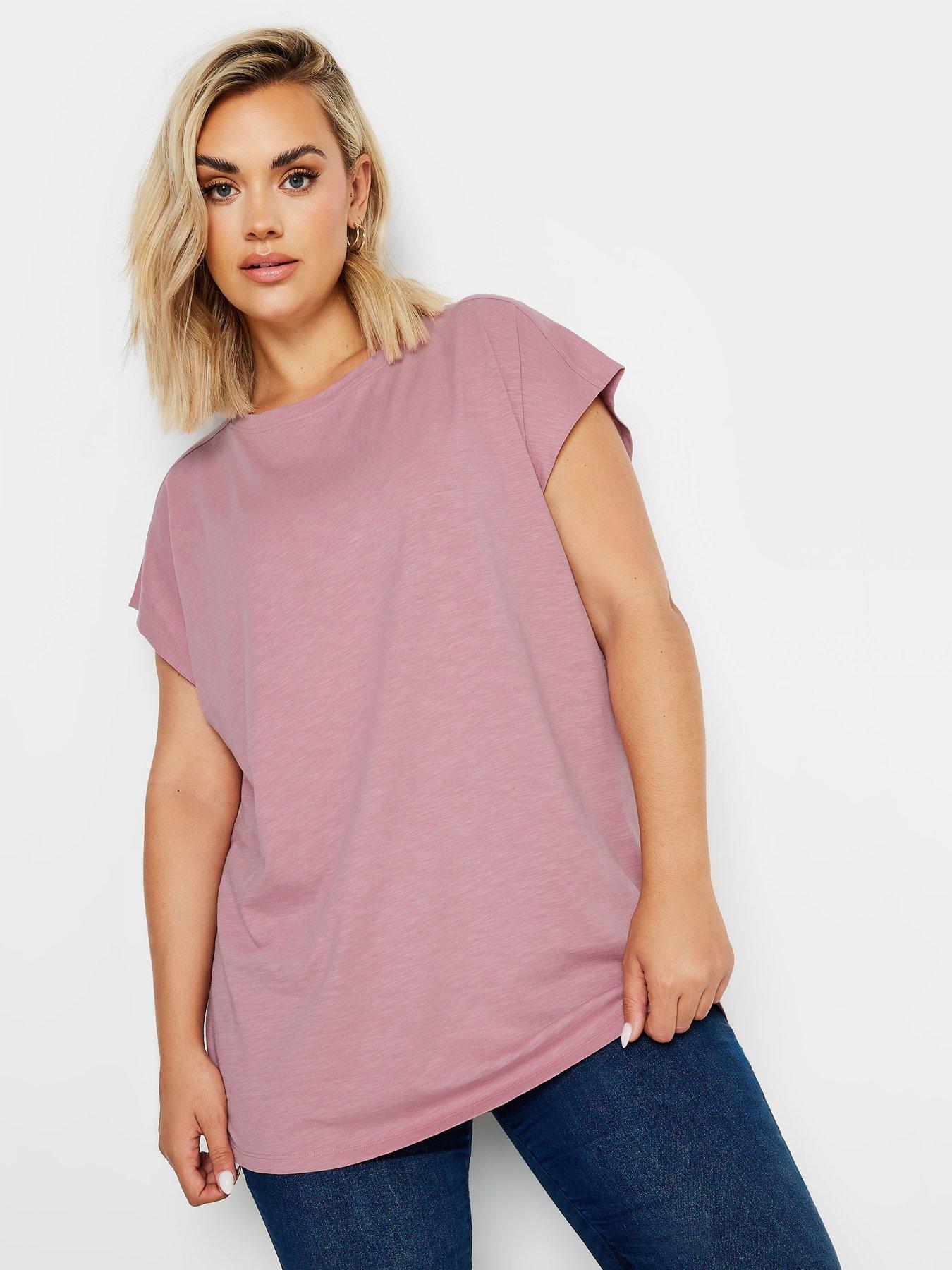 yours-curve-short-sleeve-slub-t-shirt-pink