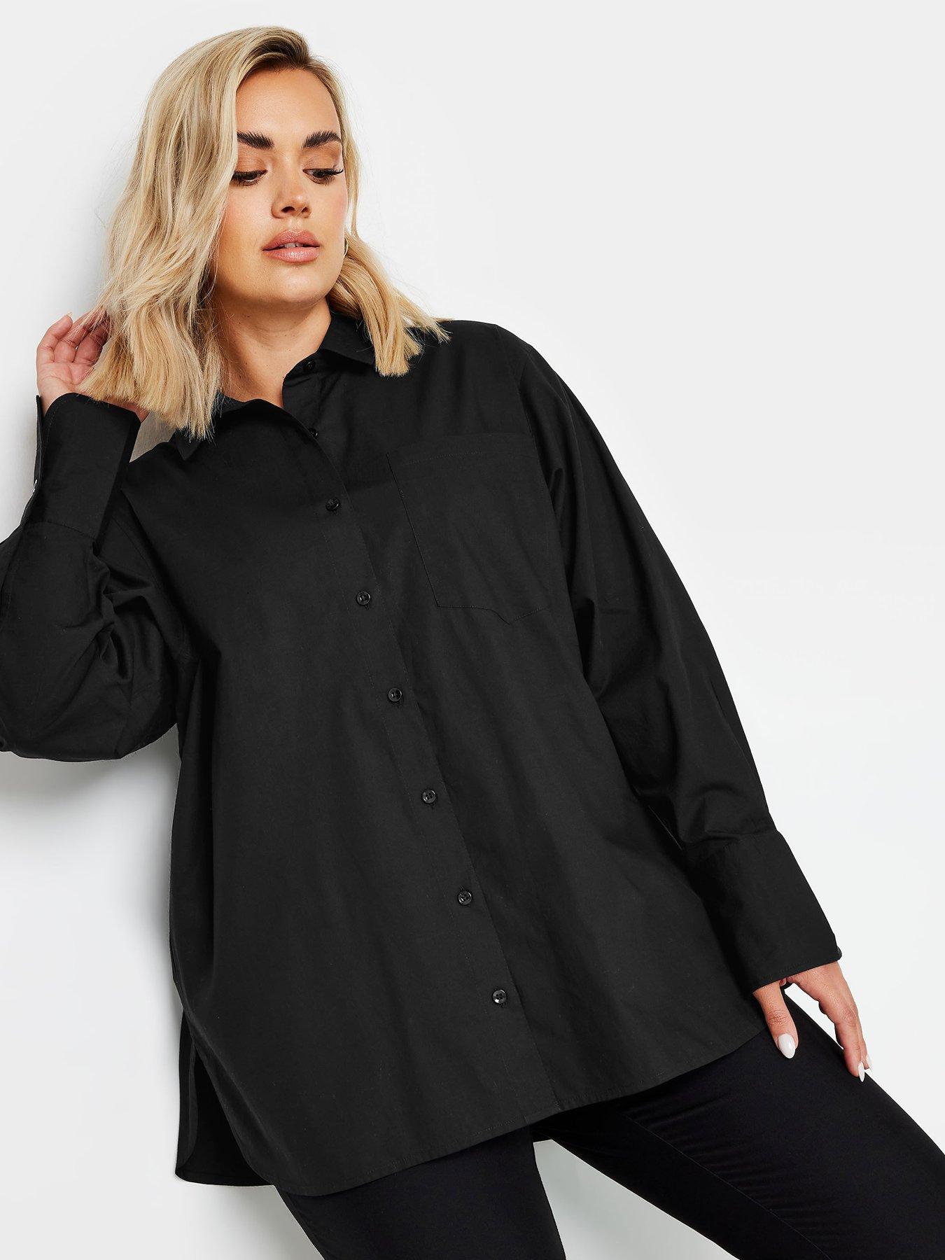 yours-curve-oversized-poplin-shirt-blackfront