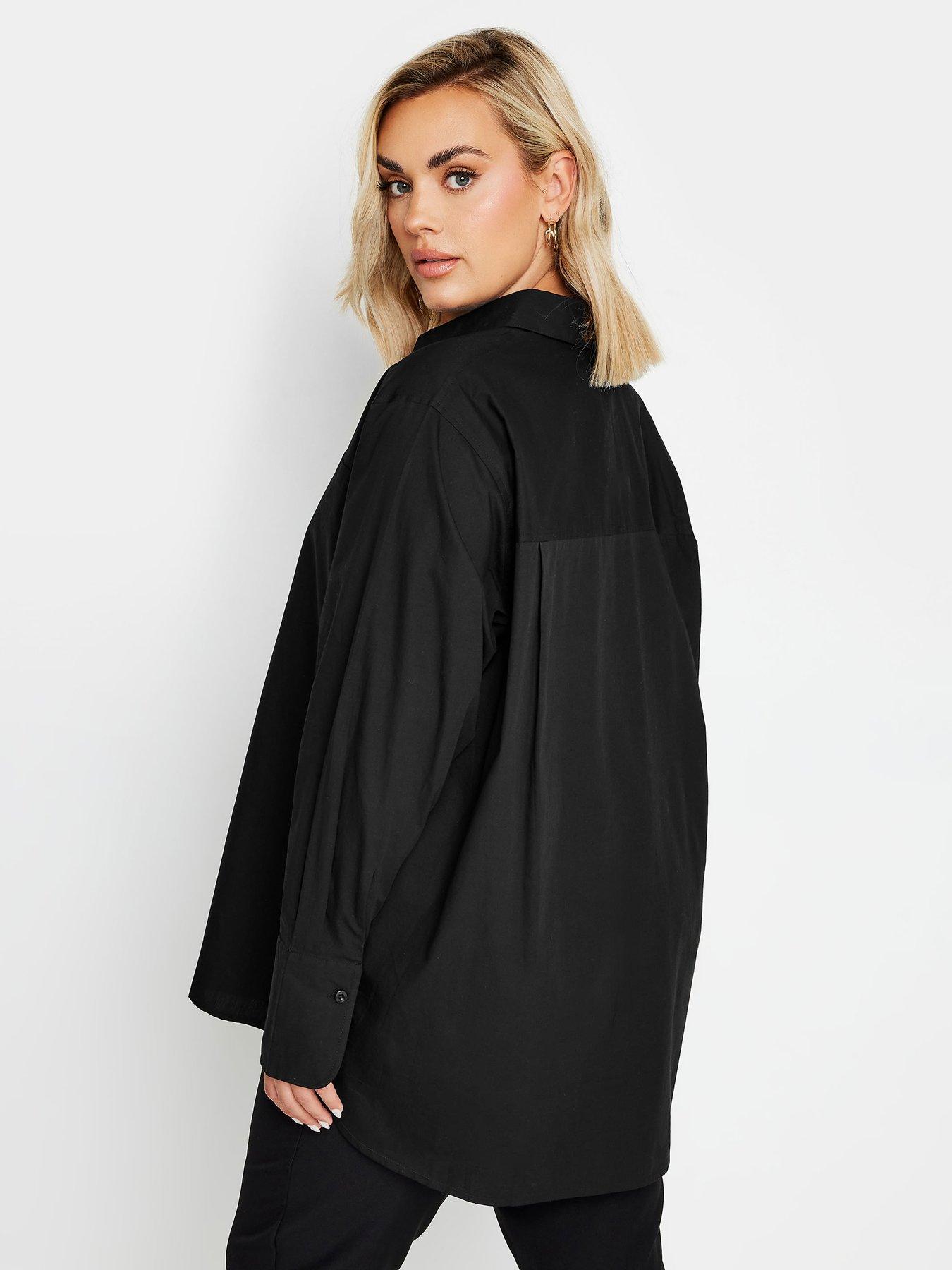 yours-curve-oversized-poplin-shirt-blackstillFront