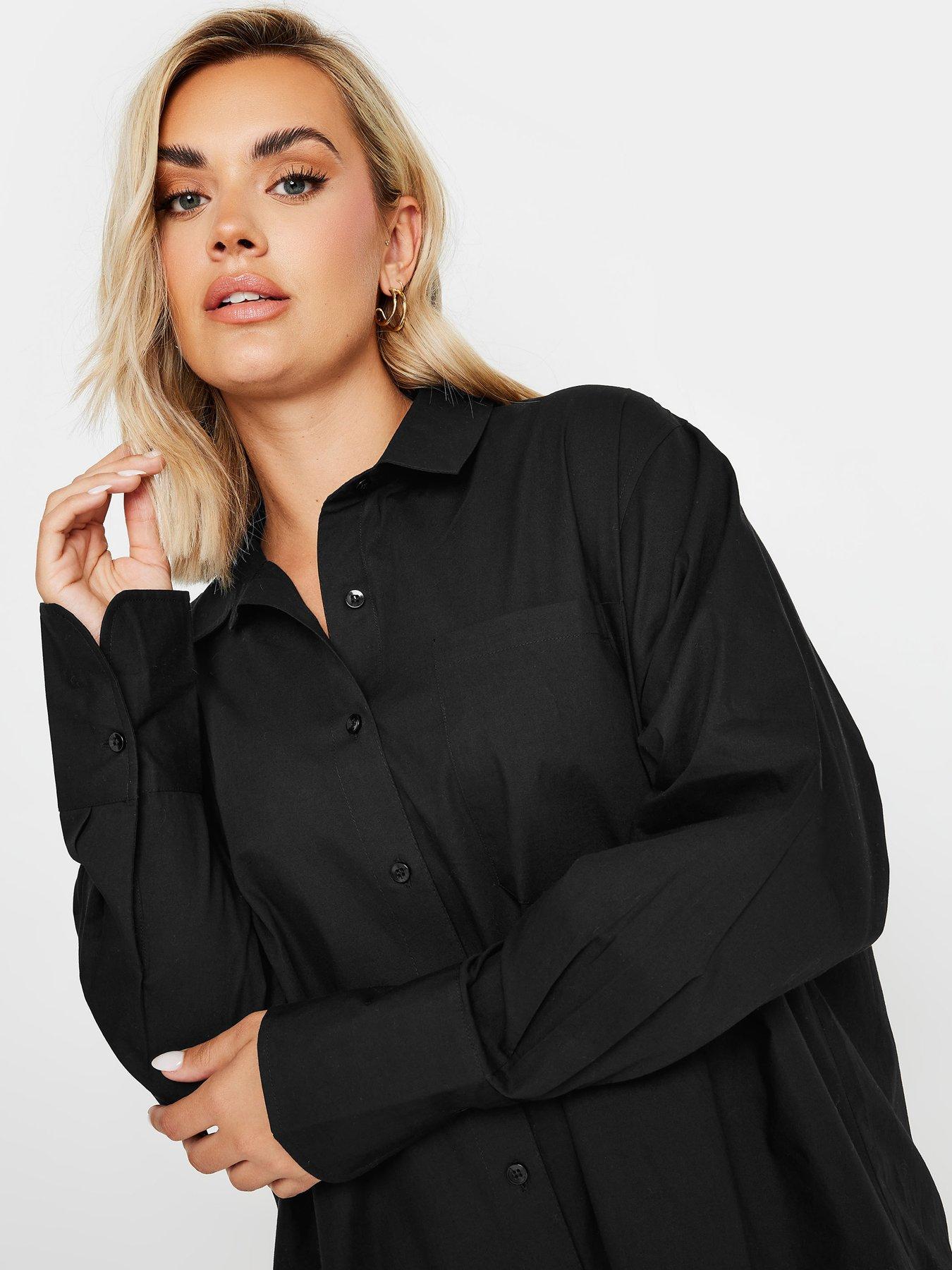 yours-curve-oversized-poplin-shirt-blackoutfit