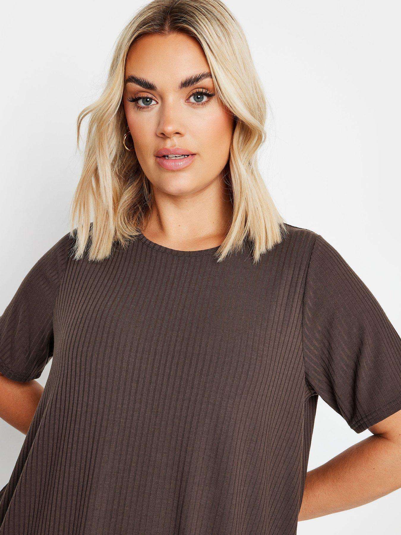 yours-curve-rib-t-shirt-brownoutfit