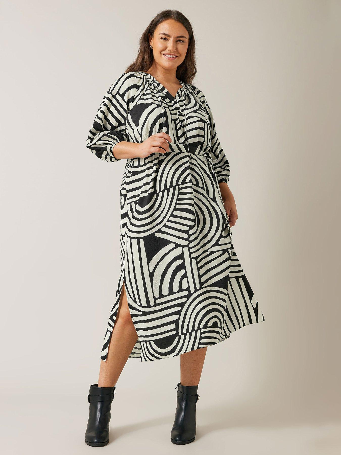 evans-abstract-swirl-print-midi-dress