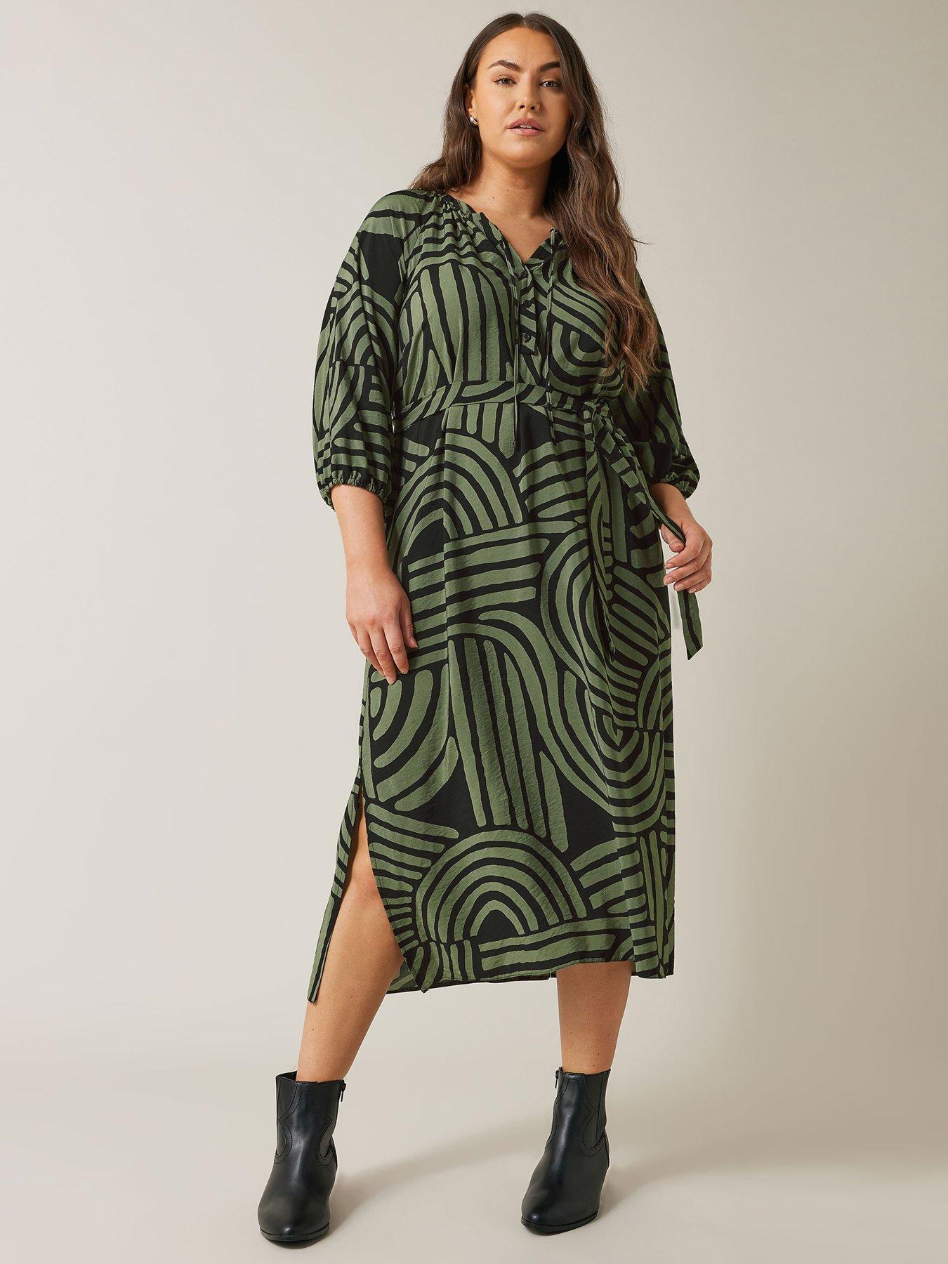 evans-abstract-swirl-print-midi-dress