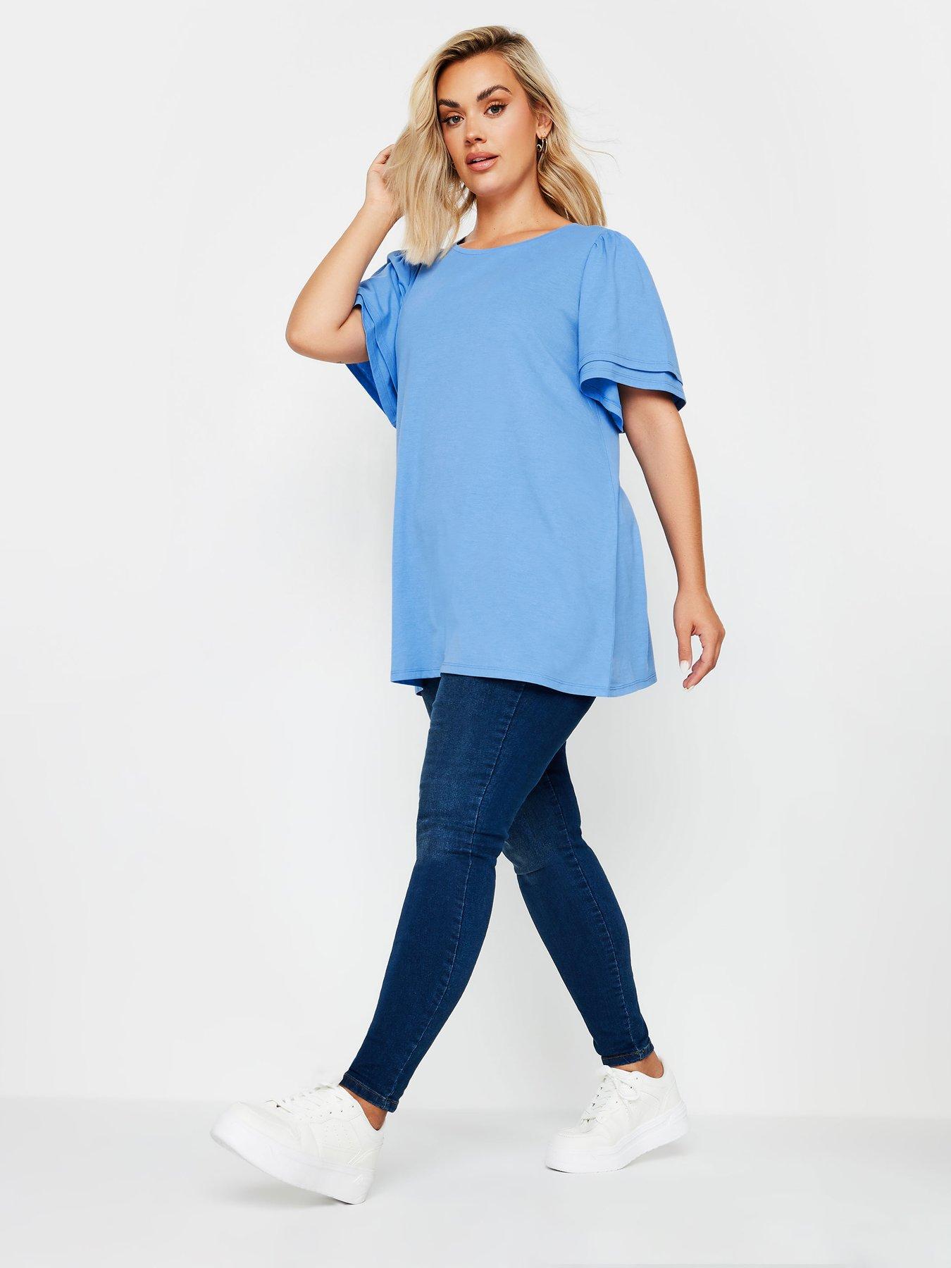 yours-curve-double-frill-angel-sleeve-top-blueback