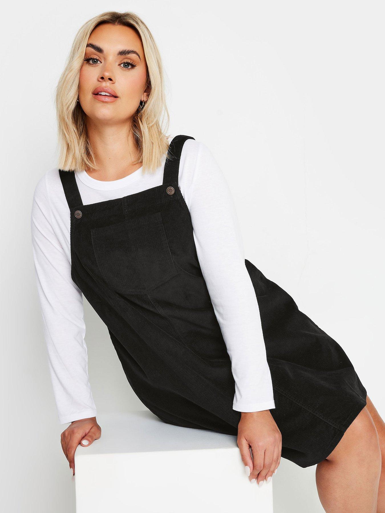 yours-curve-cord-pinafore-dress-black