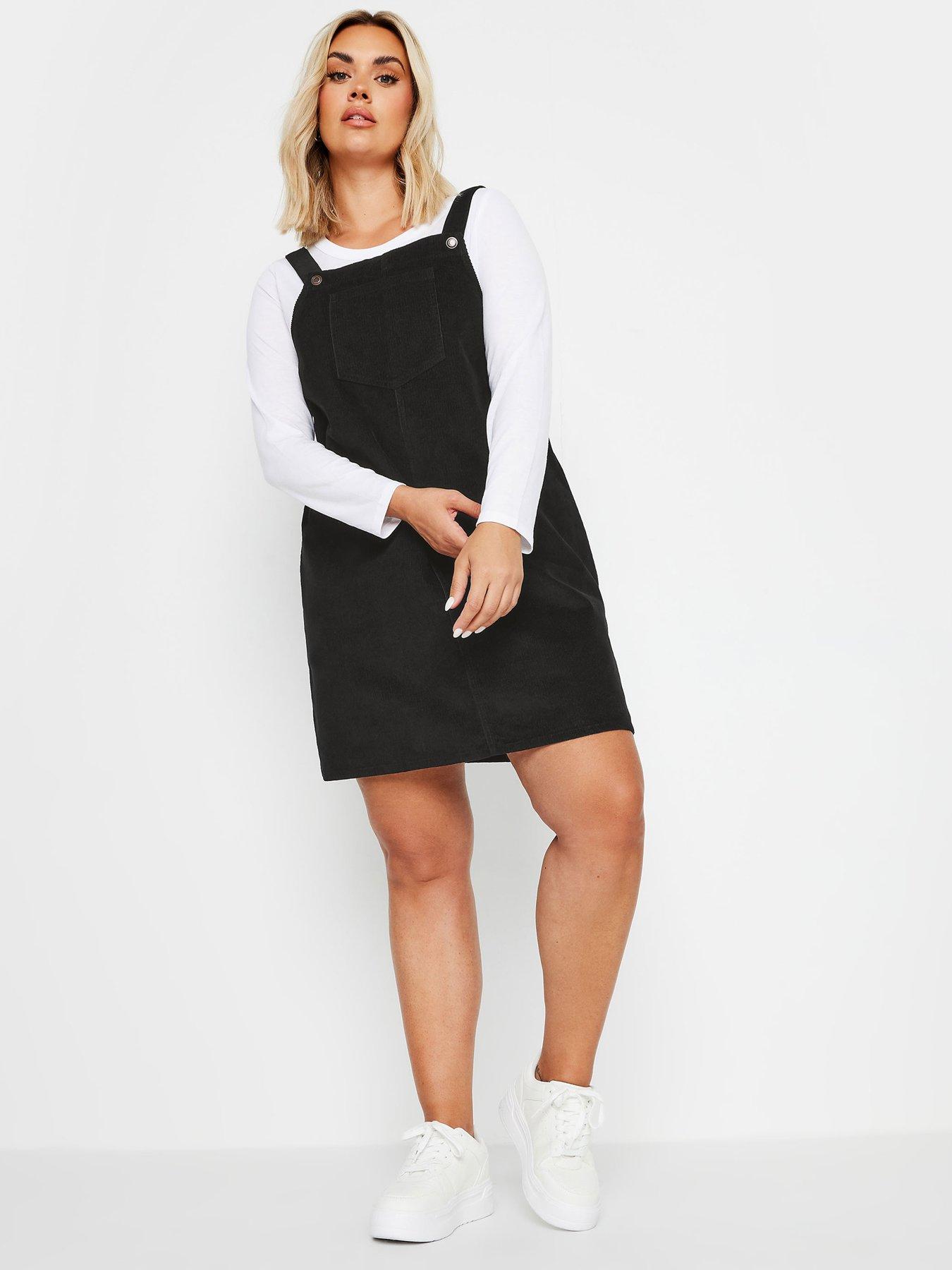 yours-curve-cord-pinafore-dress-blackback