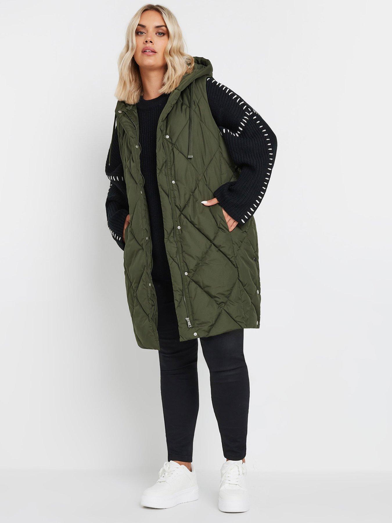 yours-curve-midi-padded-gilet-green