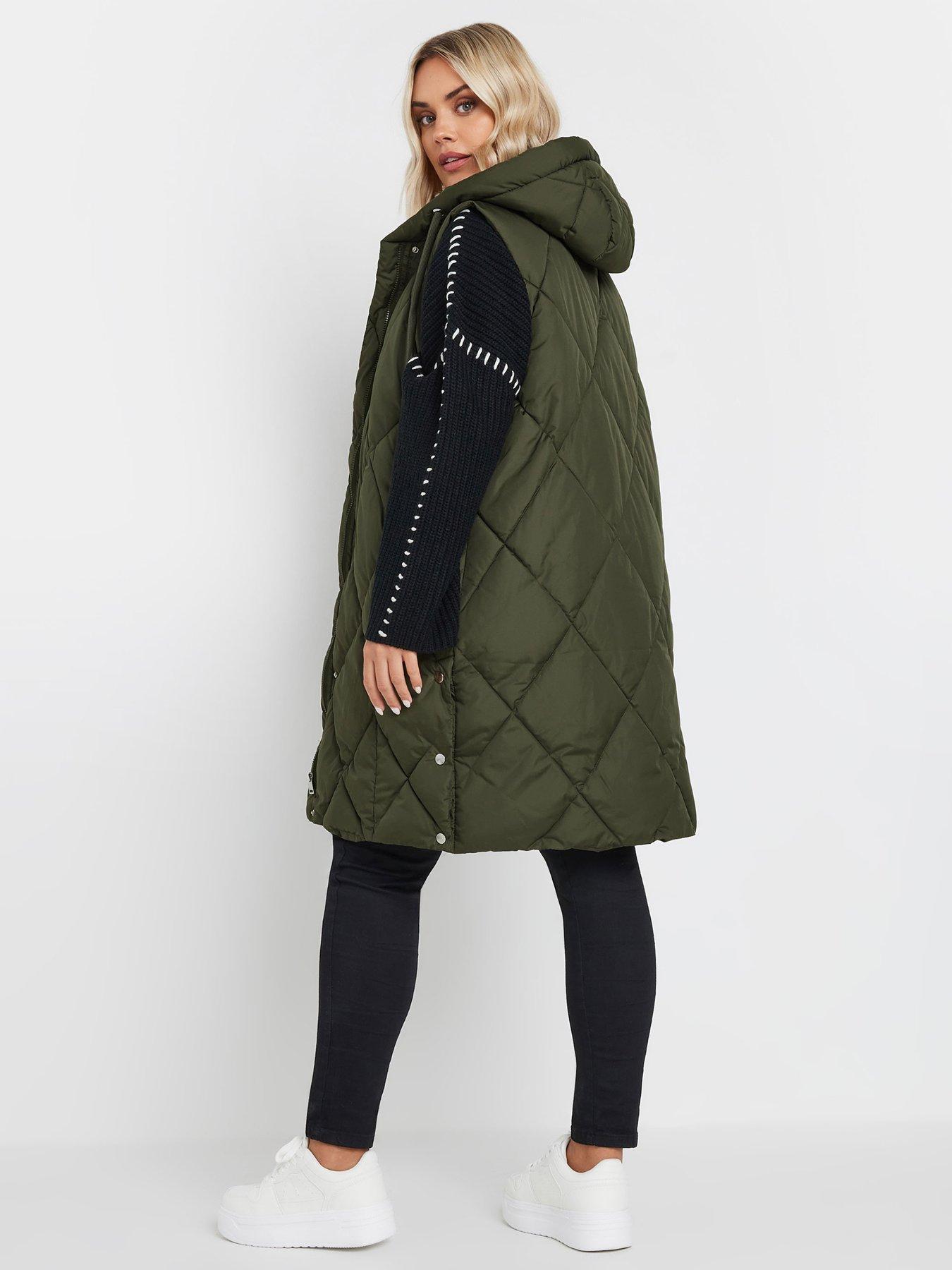 yours-curve-midi-padded-gilet-greenstillFront