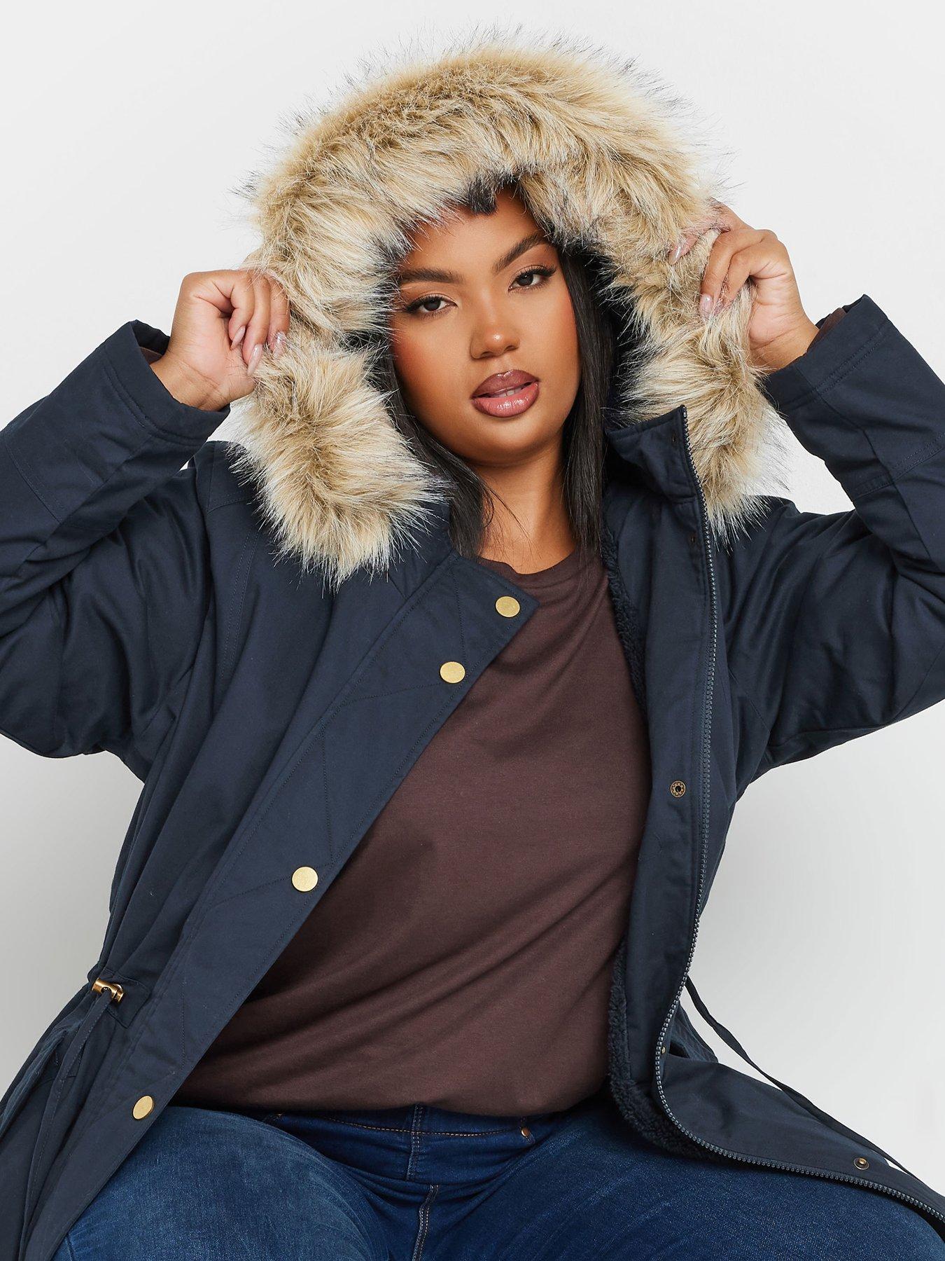 yours-curve-fur-trim-parka-blueoutfit