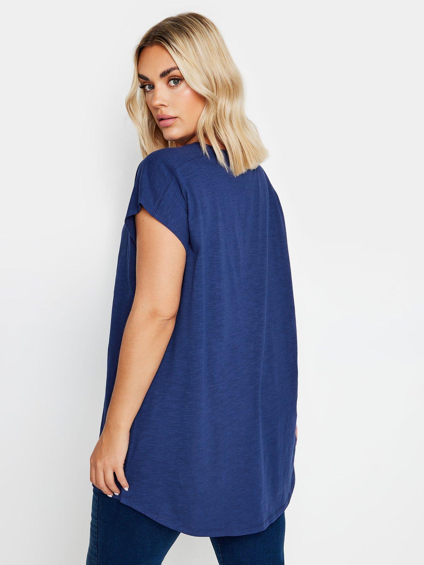 Image 2 of 4 of Yours Curve Grown On Slub Tee - Blue