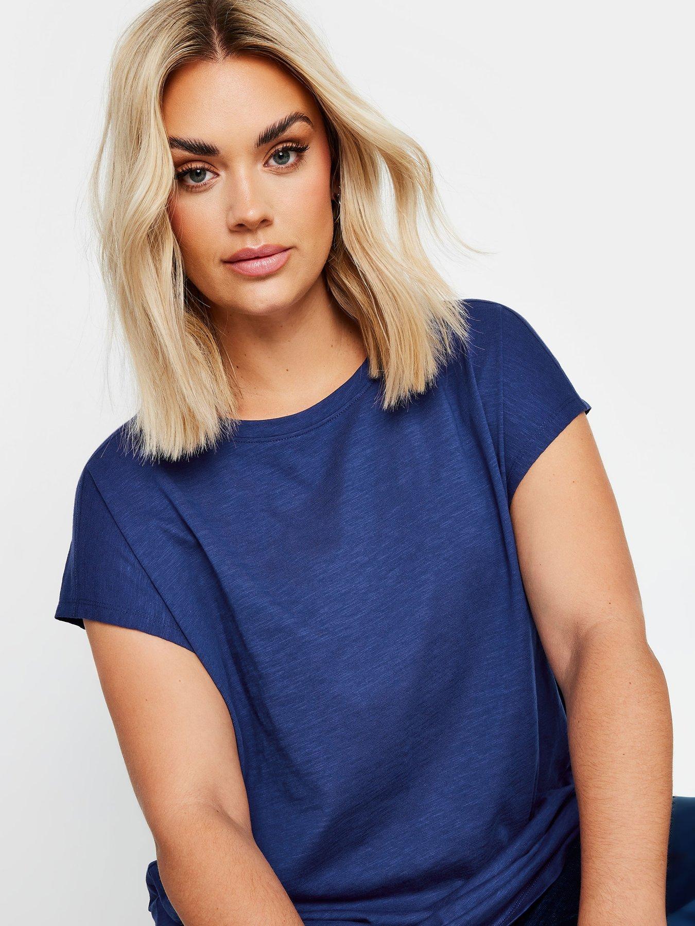 Image 4 of 4 of Yours Curve Grown On Slub Tee - Blue