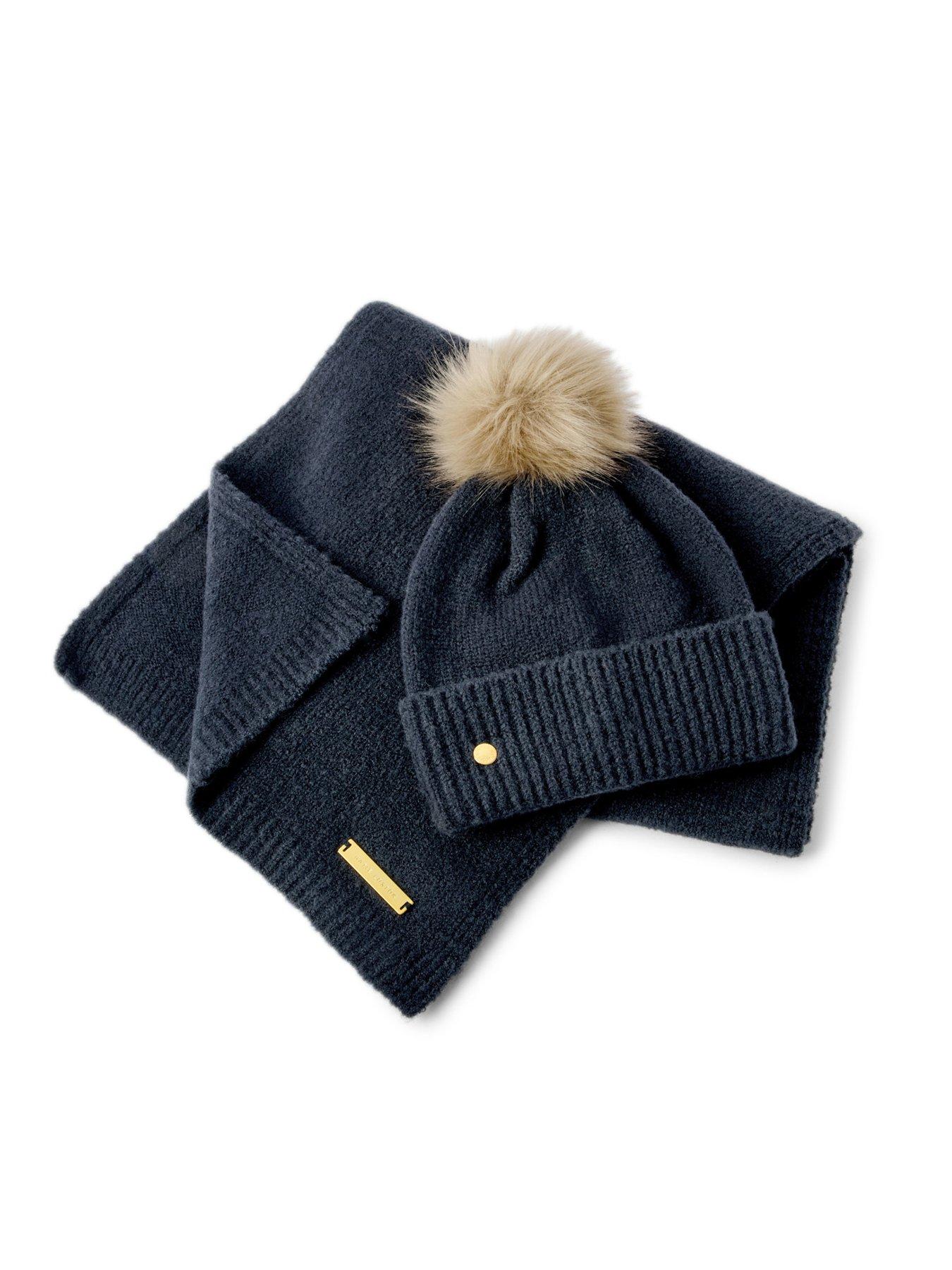 katie-loxton-boxed-fine-knitted-hat-scarf-set-navytanstillFront