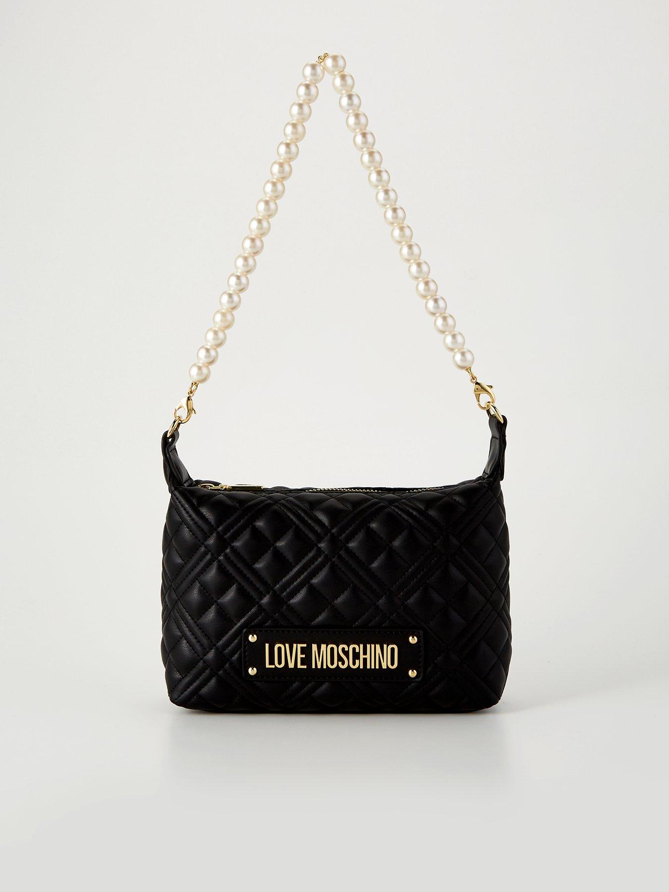 LOVE MOSCHINO Quilted Shoulder Bag With Pearl Chain Black Very Ireland