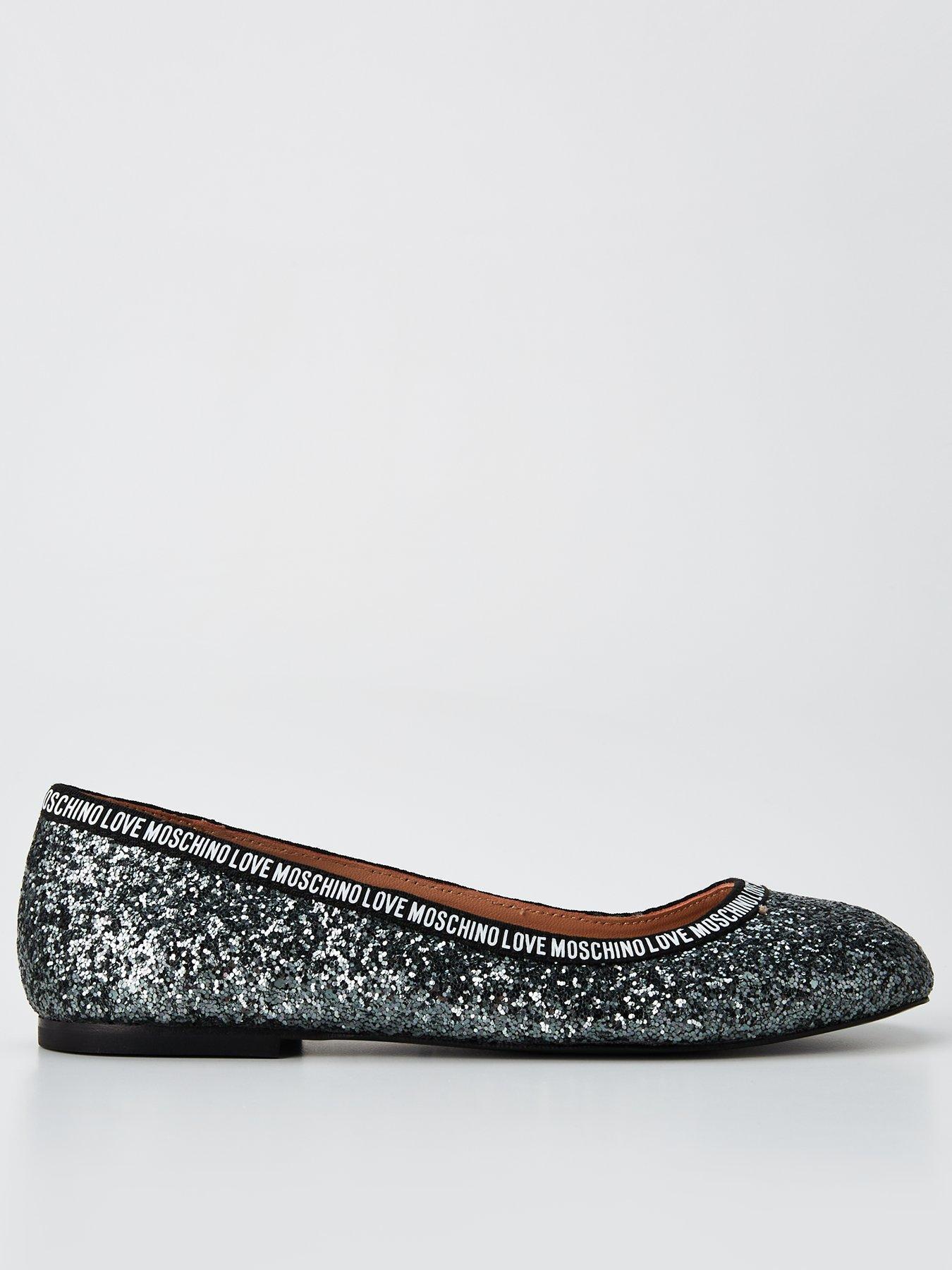 love-moschino-glitter-logo-flats-dark-grey