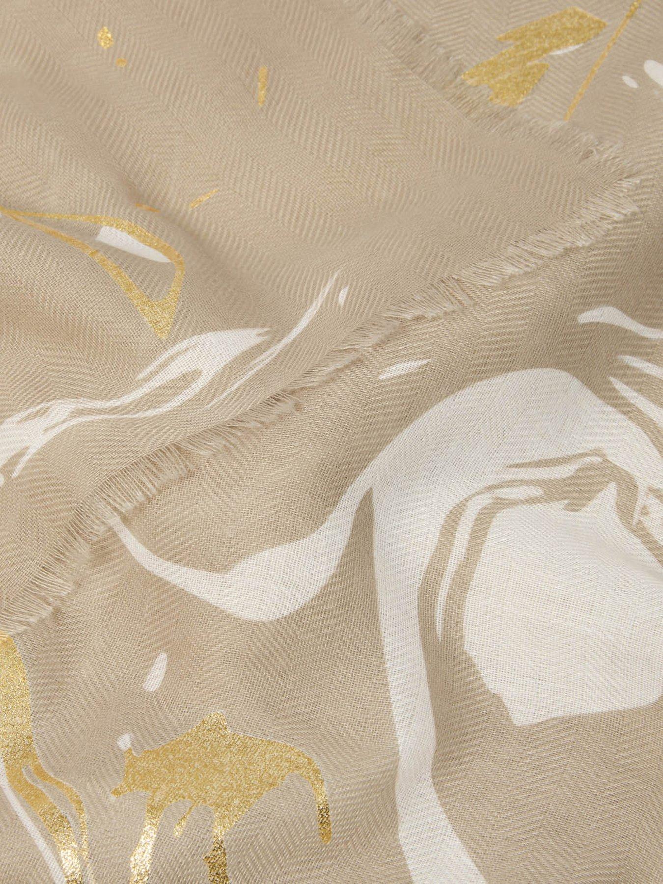 katie-loxton-printed-foil-scarf-brownstillFront