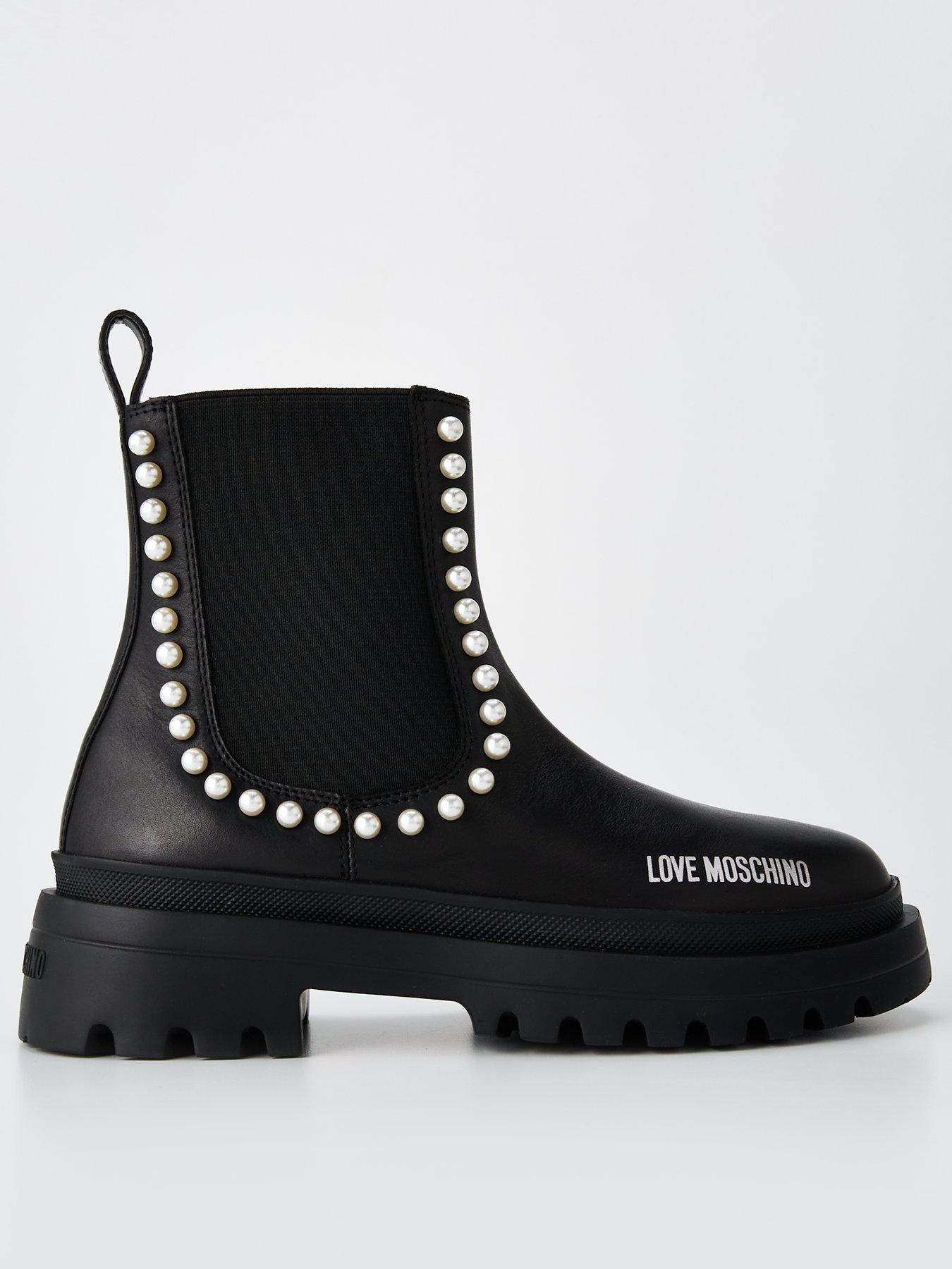 LOVE MOSCHINO Chunky Pearl Ankle Boots Black Very Ireland