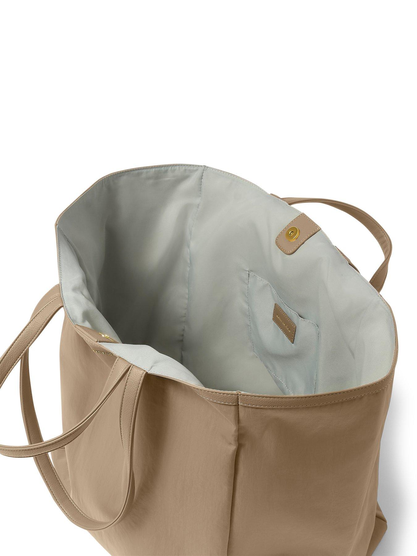 katie-loxton-nylon-lux-oversized-tote-bag-brownstillFront