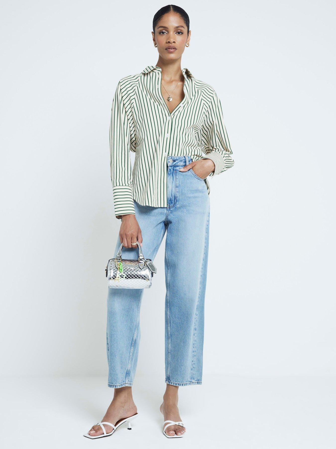 river-island-cinched-waist-poplin-shirt-medium-greenback