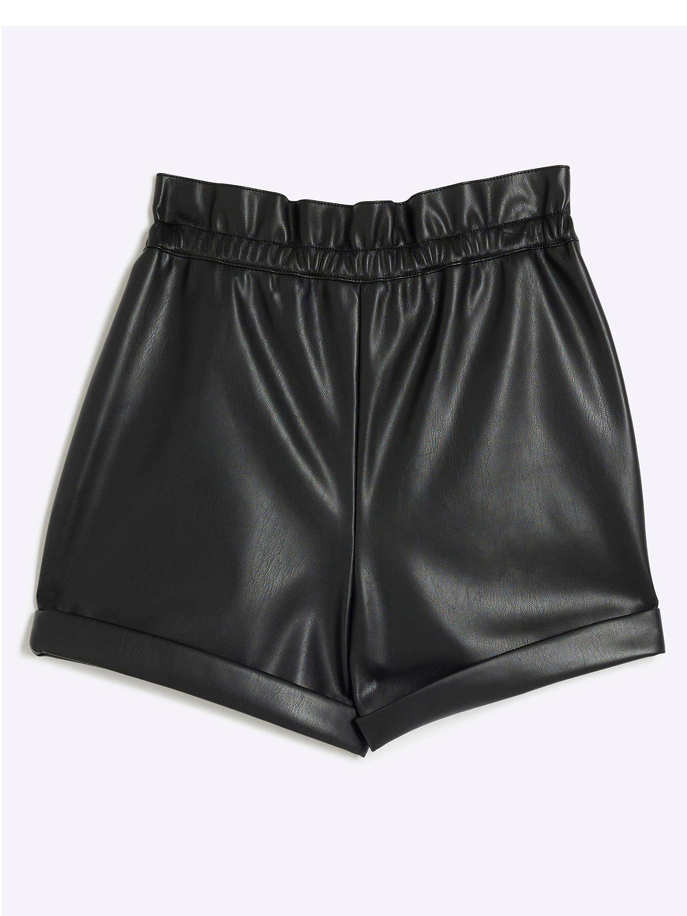 river-island-older-girl-faux-leather-belted-shorts-blackback