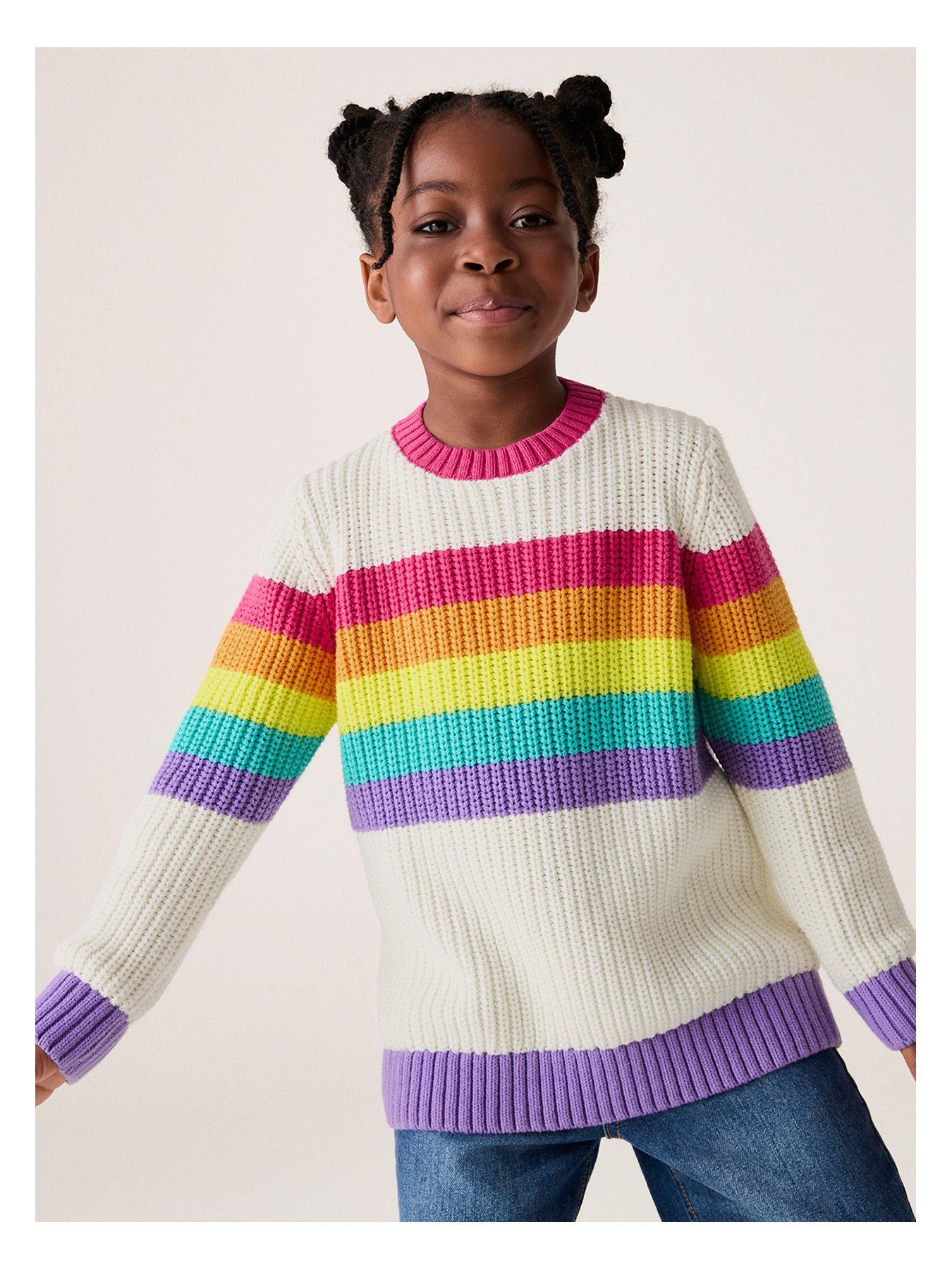 undefined Pink Chest Stripe Knitted Jumper - Multi