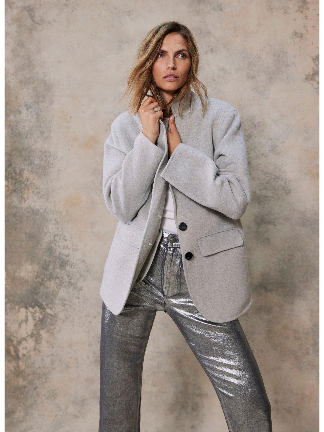 Ladies grey blazer jacket sale