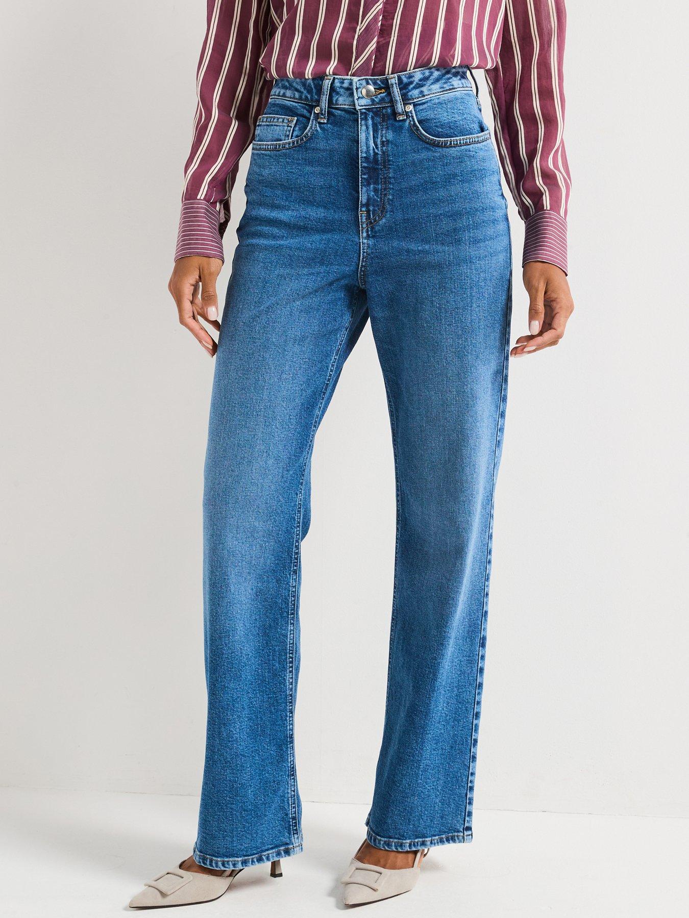 Image 1 of 6 of V by Very Comfort Stretch Wide Leg Jeans &nbsp;- Mid Wash