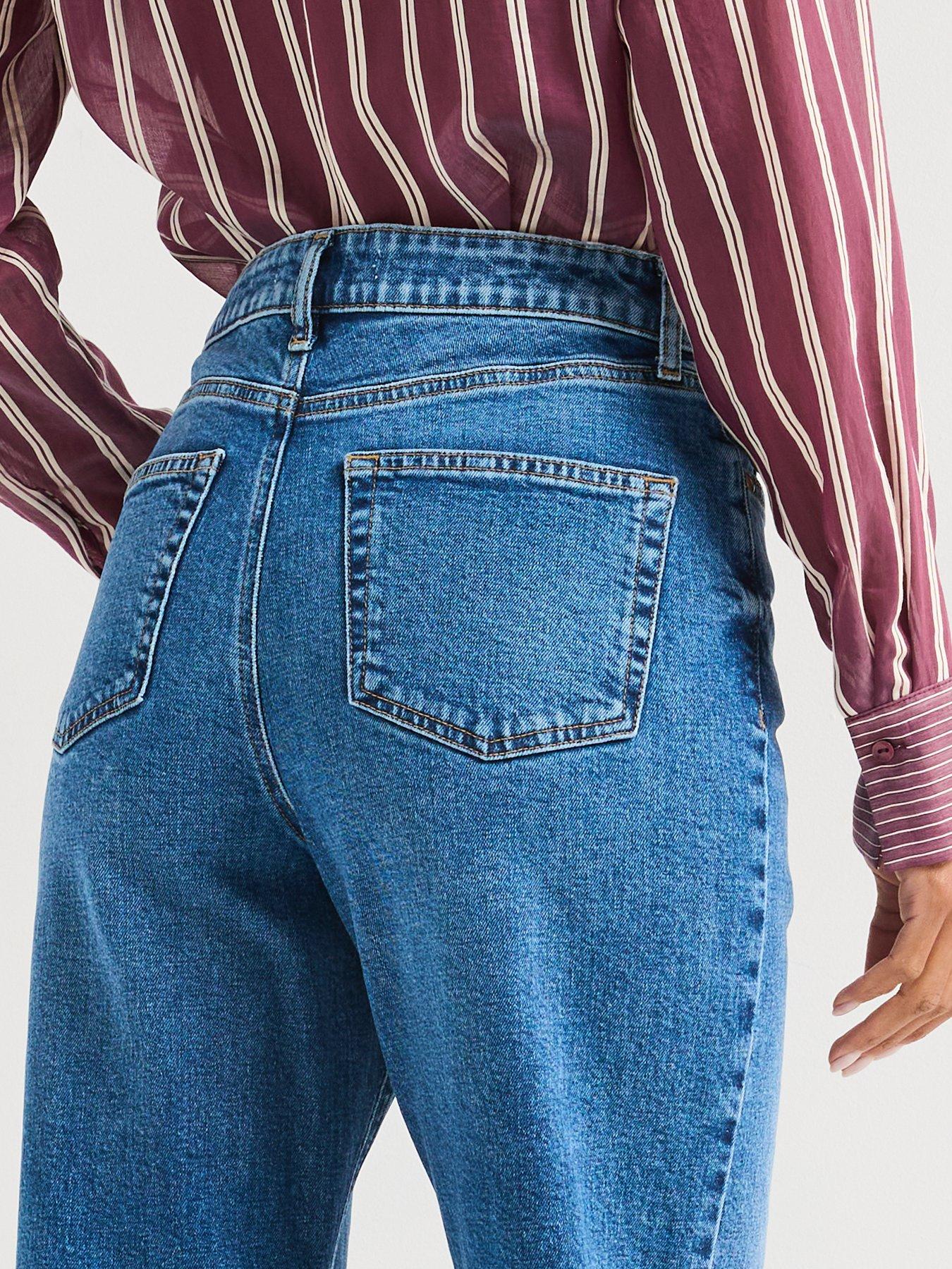 Image 4 of 6 of V by Very Comfort Stretch Wide Leg Jeans &nbsp;- Mid Wash