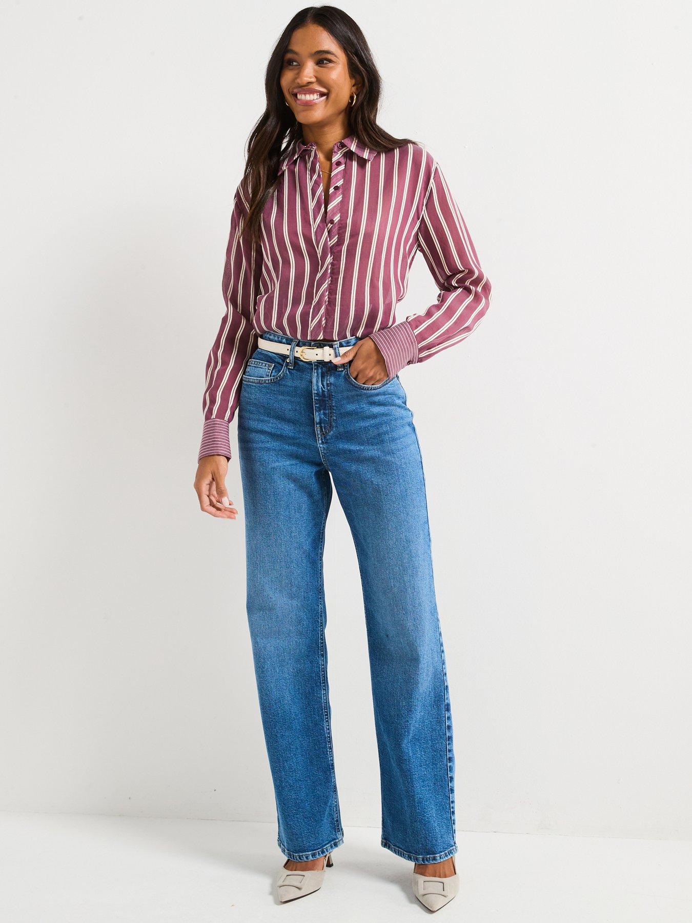 Image 5 of 6 of V by Very Comfort Stretch Wide Leg Jeans &nbsp;- Mid Wash
