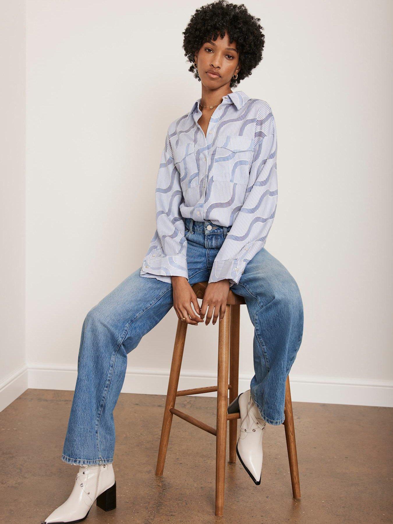 Image 2 of 5 of Mint Velvet Blue Stripe Jacquard Shirt