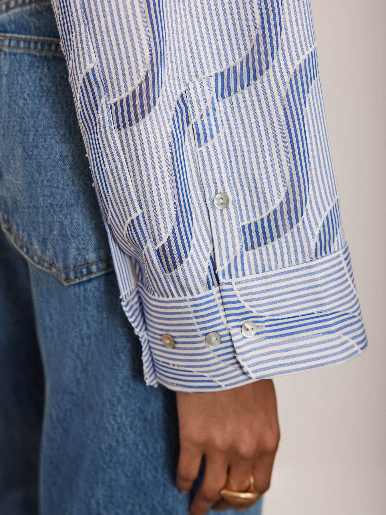 Image 3 of 5 of Mint Velvet Blue Stripe Jacquard Shirt