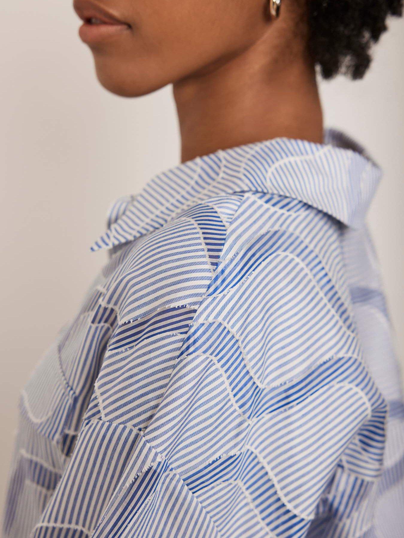 Image 4 of 5 of Mint Velvet Blue Stripe Jacquard Shirt