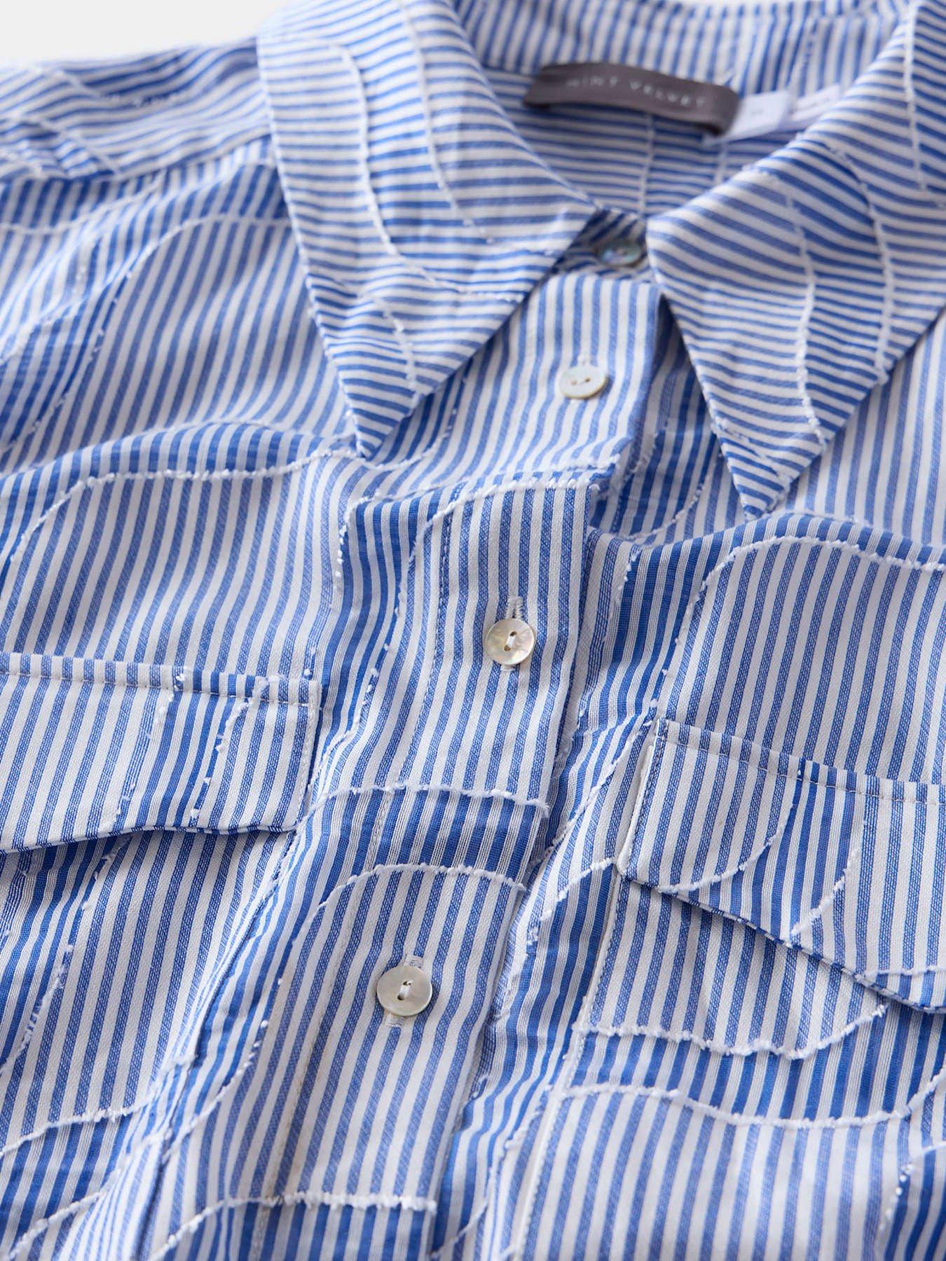 Image 5 of 5 of Mint Velvet Blue Stripe Jacquard Shirt