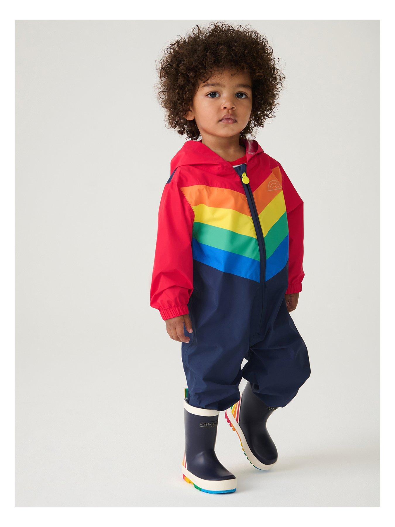 Image 3 of 5 of Little Bird Boys Rainbow Chevron Puddlesuit - Multi
