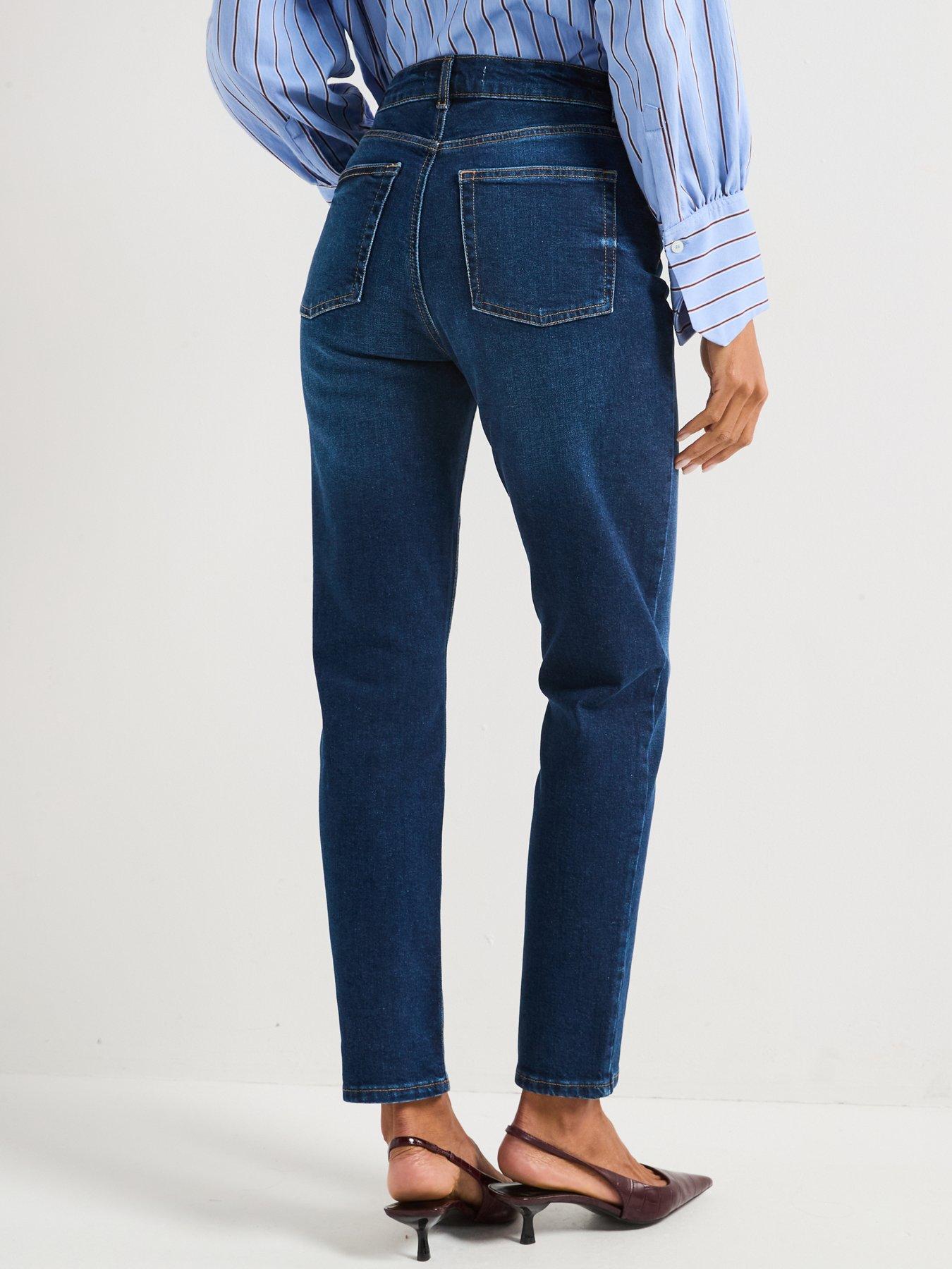 Image 4 of 6 of Everyday Comfort Girlfriend Straight Leg Jeans - Dark Wash