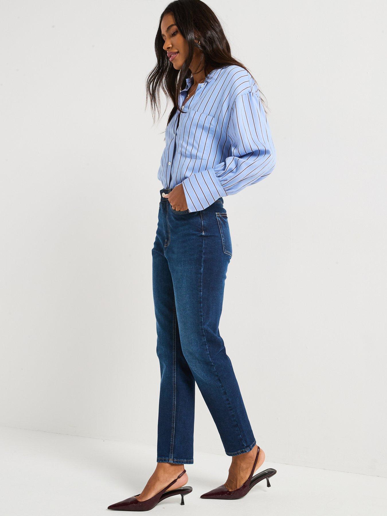 Image 5 of 6 of Everyday Comfort Girlfriend Straight Leg Jeans - Dark Wash