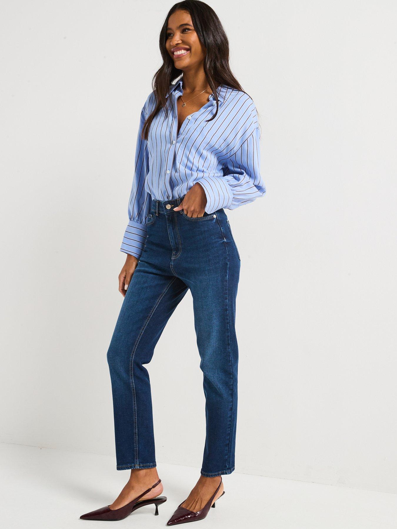 Image 6 of 6 of Everyday Comfort Girlfriend Straight Leg Jeans - Dark Wash