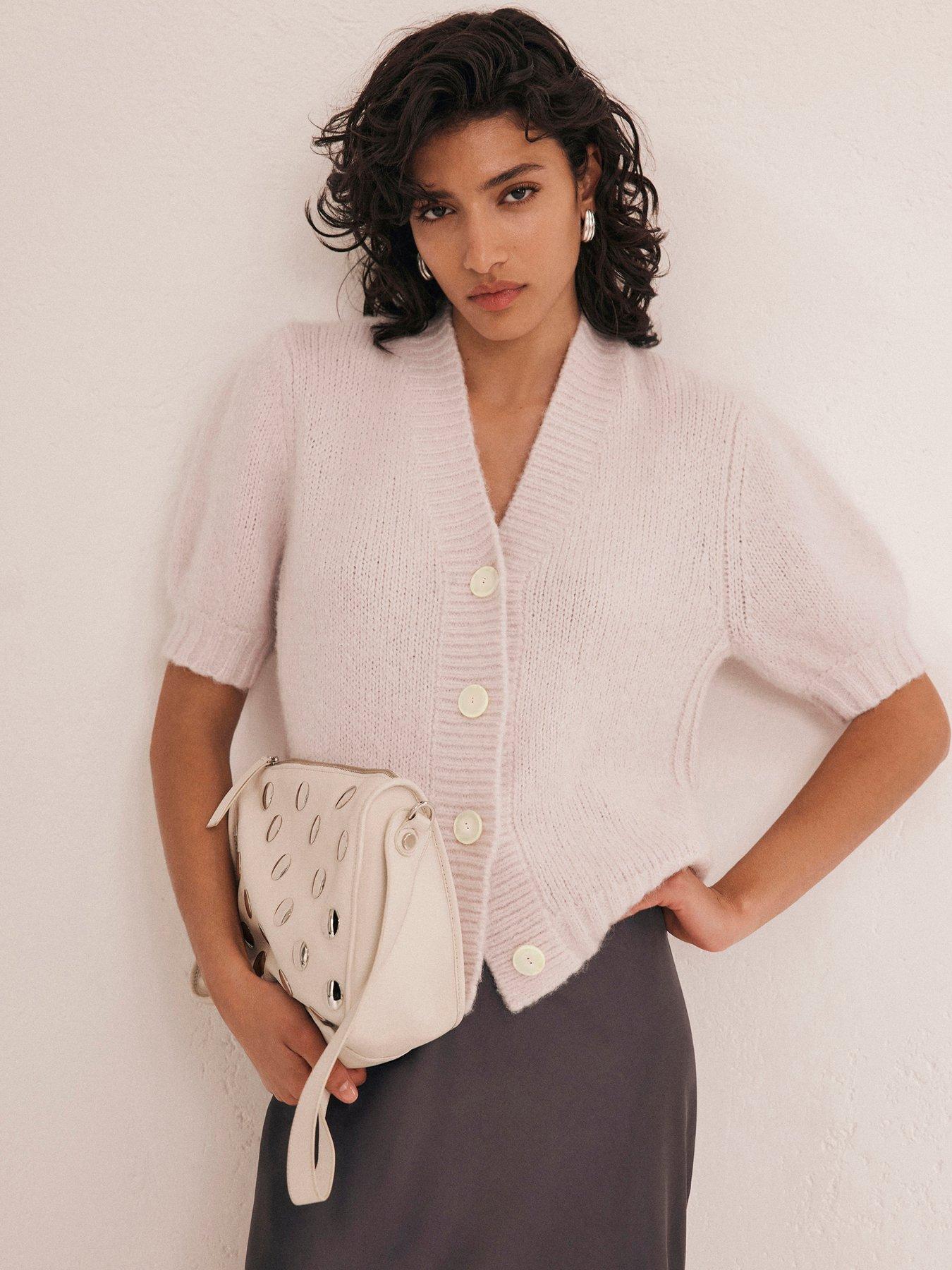 Light pink short sleeve cardigan hotsell