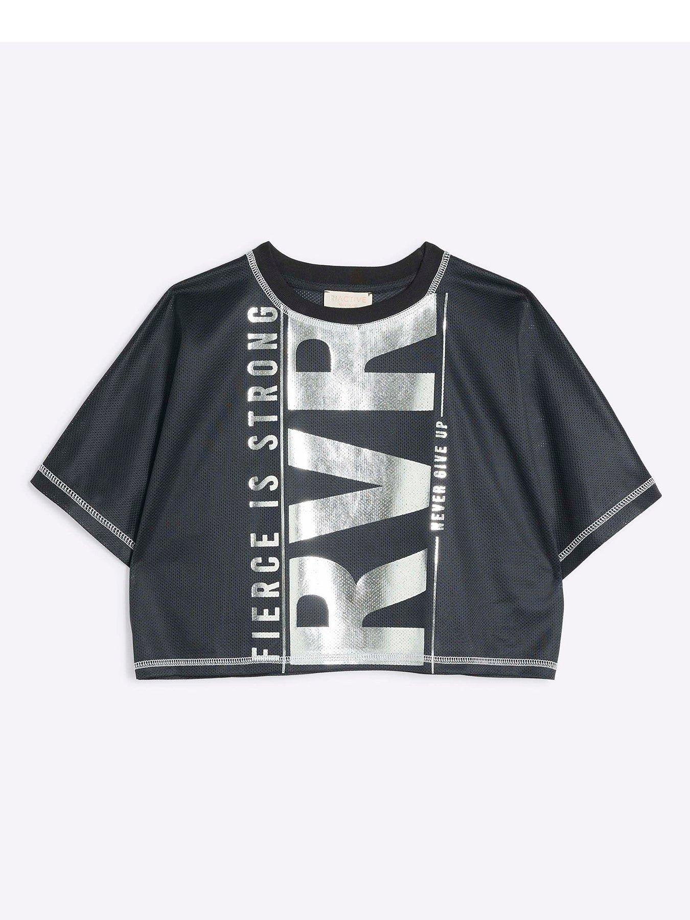 river-island-older-girl-active-mesh-crop-tee-blackfront