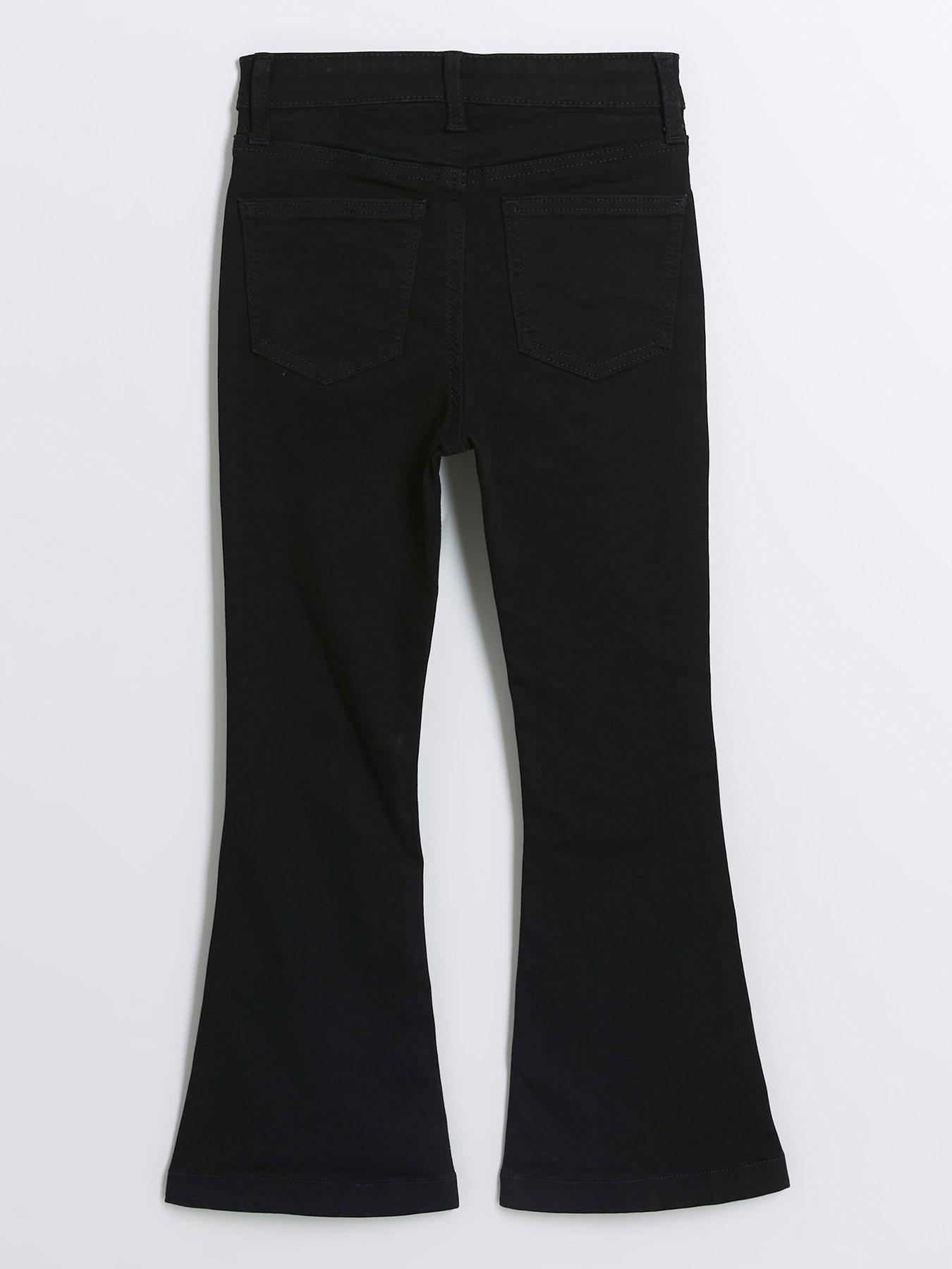 Image 2 of 4 of River Island Bow Detail Flared Jeans - Black