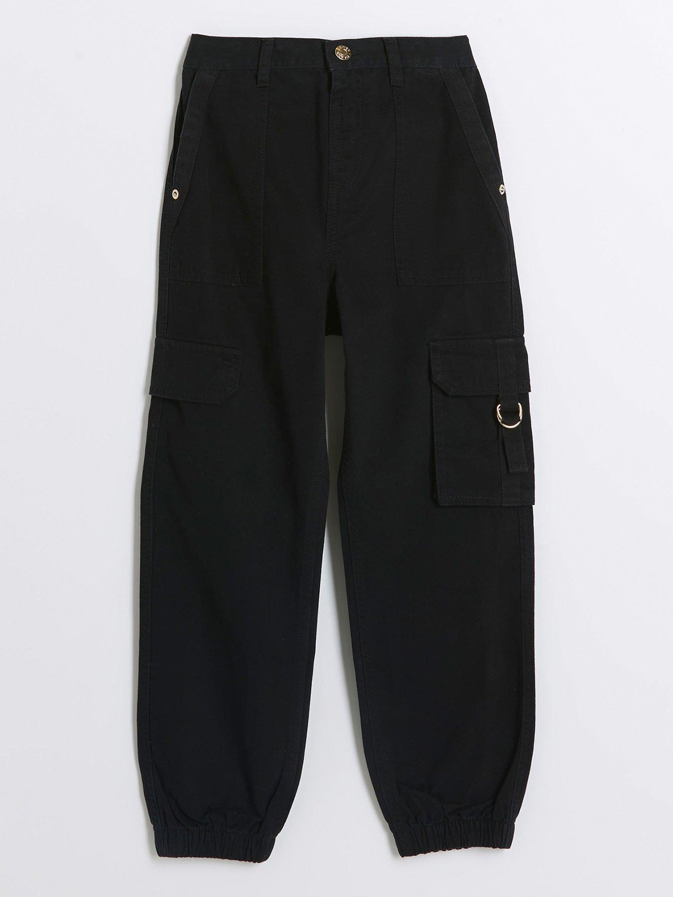 river-island-girls-herringbone-cargo-trousers-blackfront