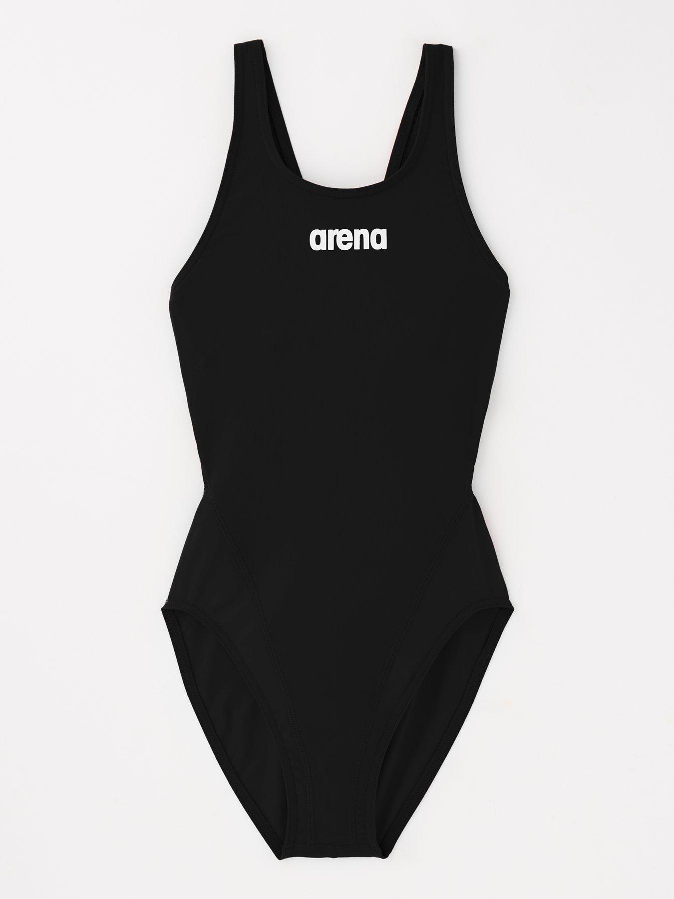 Image 1 of 4 of Arena Girls Team Swim Tech Solid Swimsuit- Black