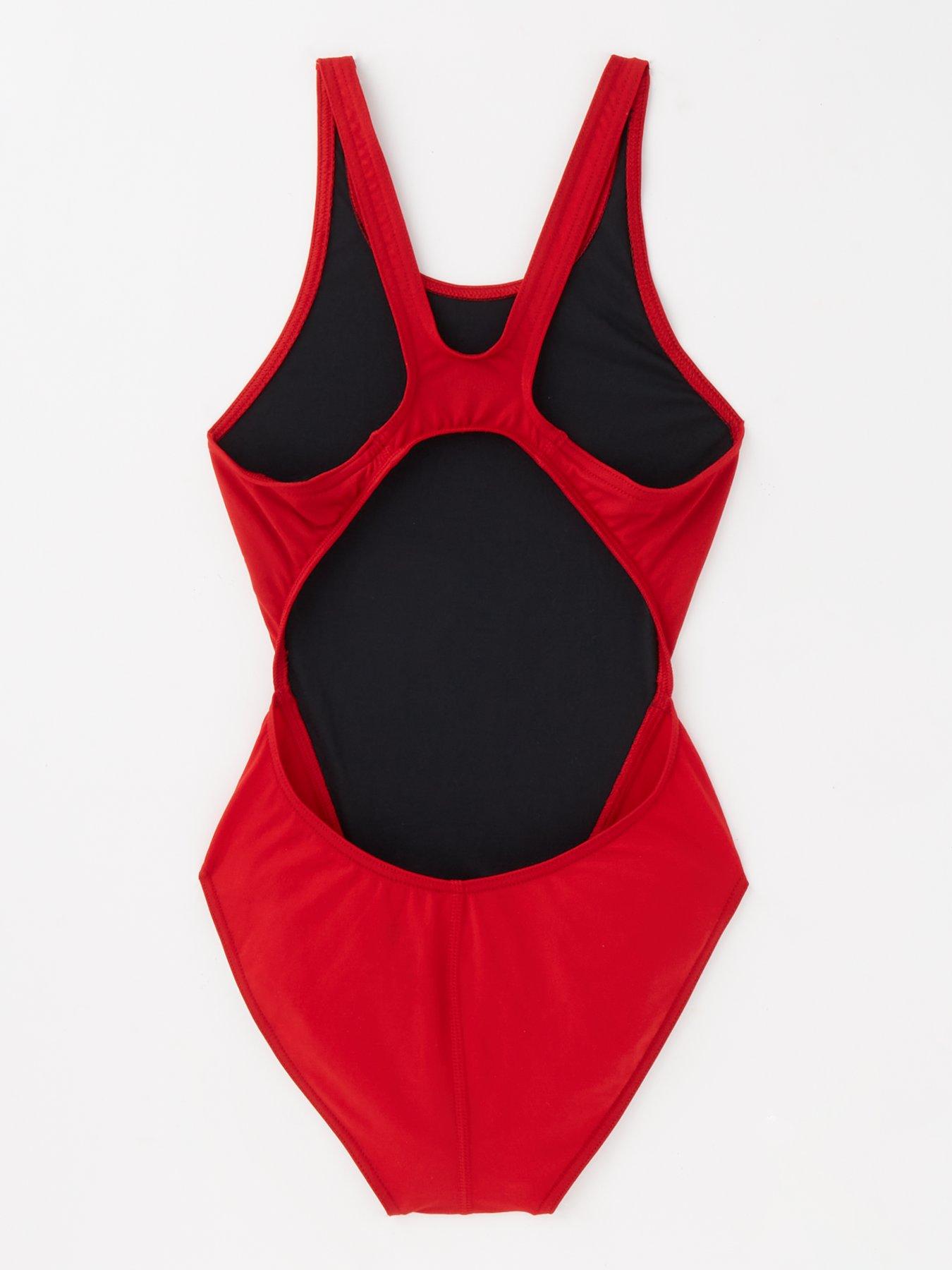 Image 2 of 4 of Arena Girls Team Swim Tech Solid Swimsuit - Red