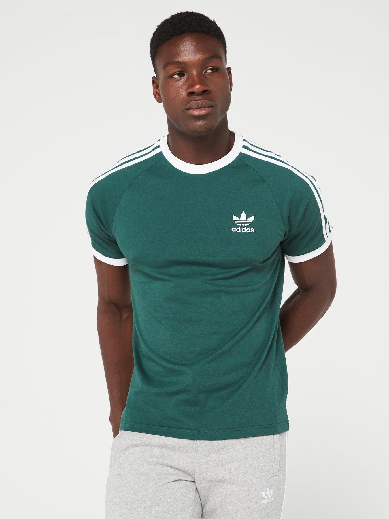 Adidas grey 3 stripe t shirt online