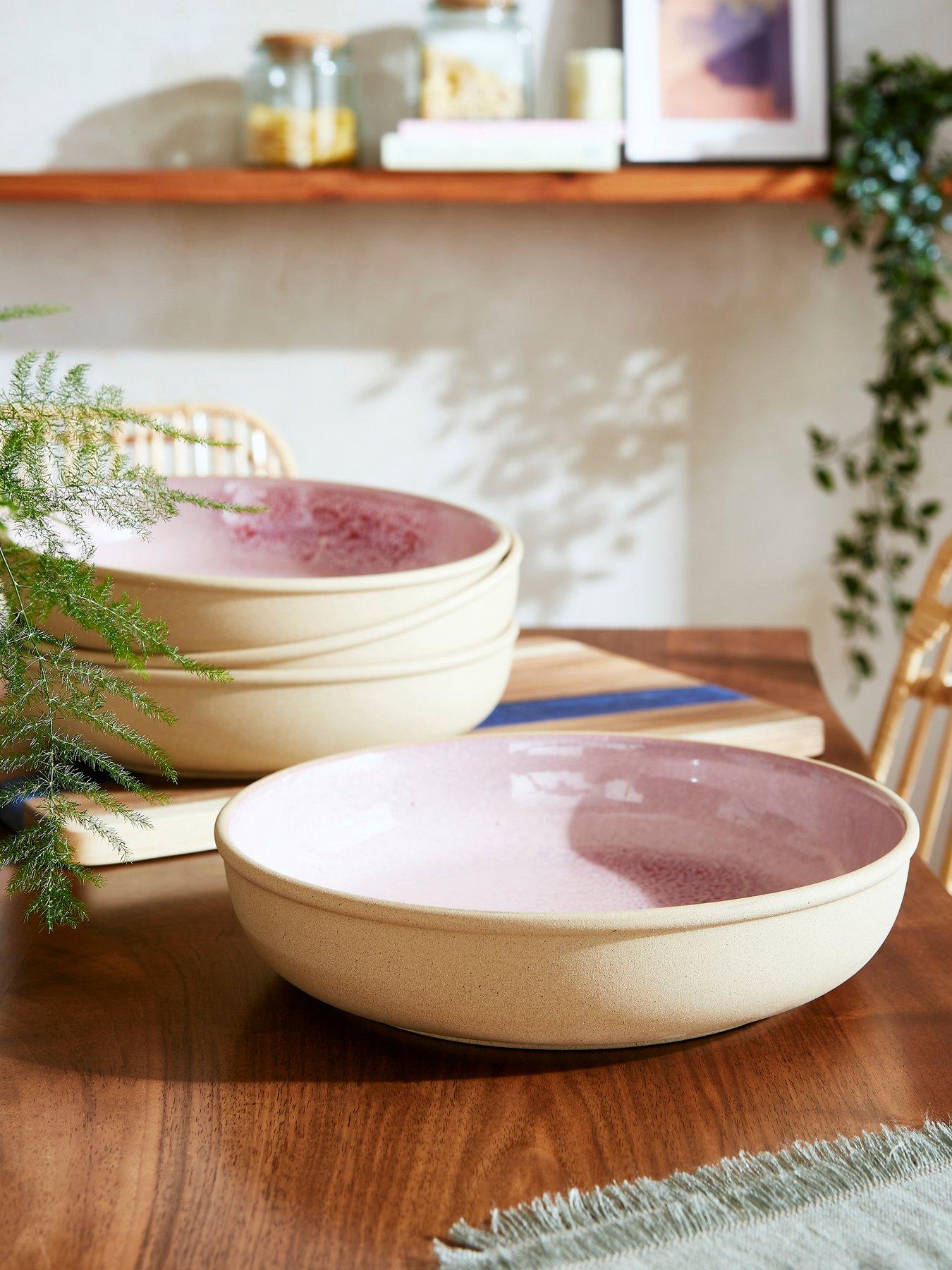 undefined Minerals Collection – Set of 4 Rose Quartz Pasta Bowls