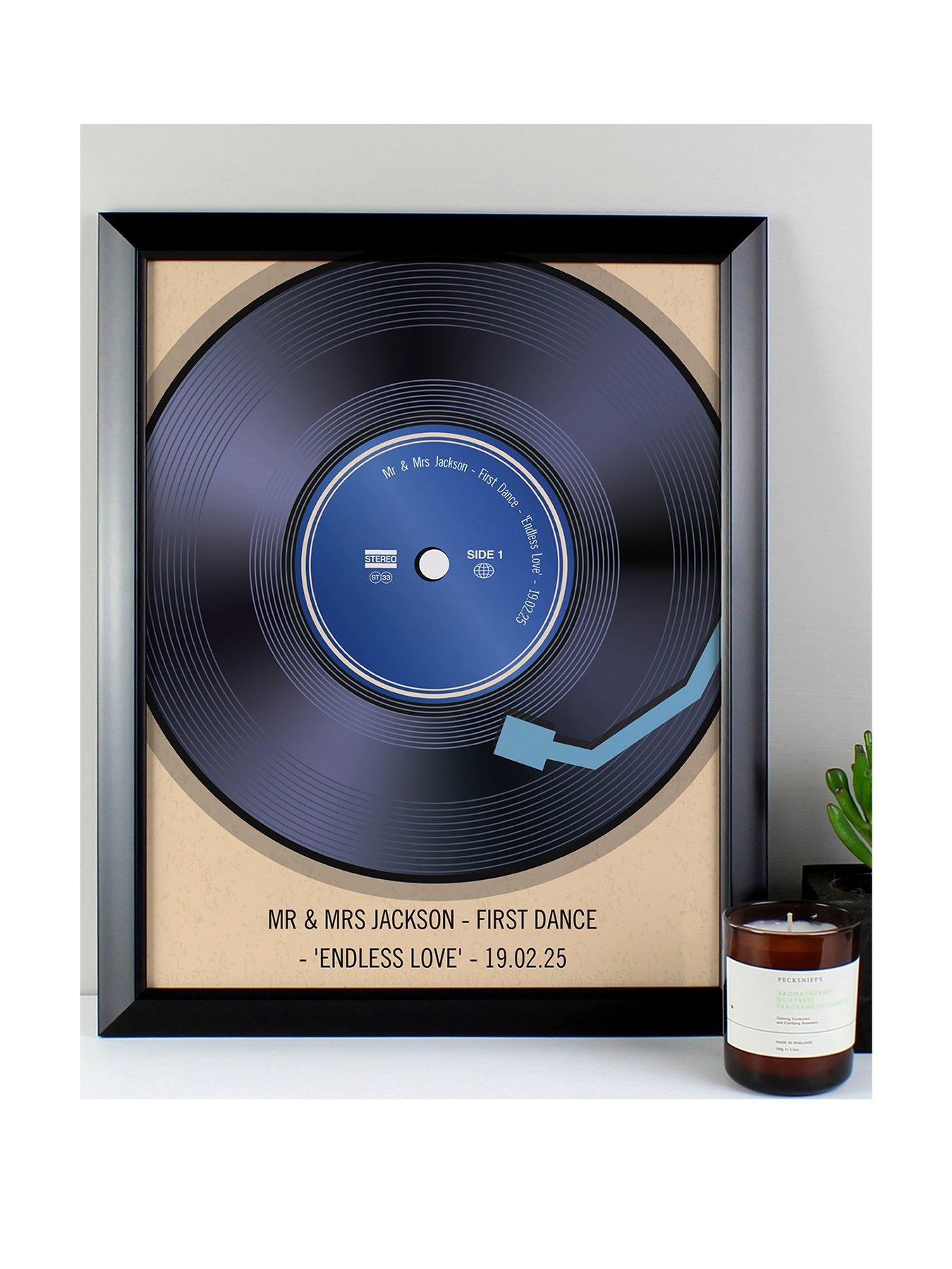 Image 1 of 3 of The Personalised Memento Company Personalised Retro Vinyl Black Framed Print