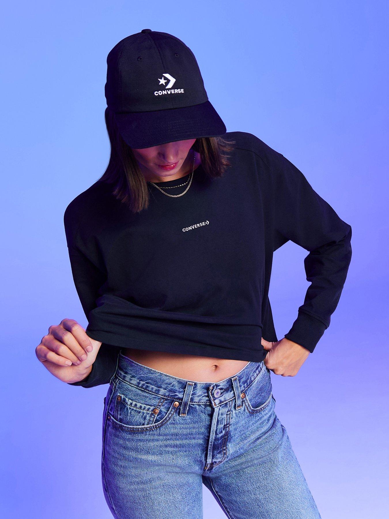 undefined Womens Wordmark Long Sleeve Top - Black