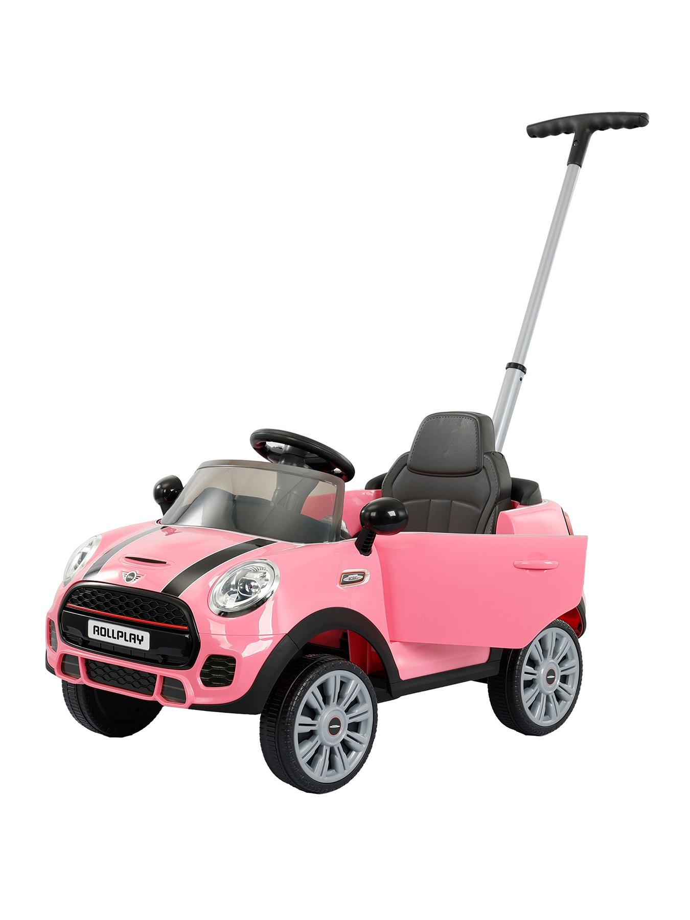 Mini Cooper Play Push Car with Parental Handle Pink