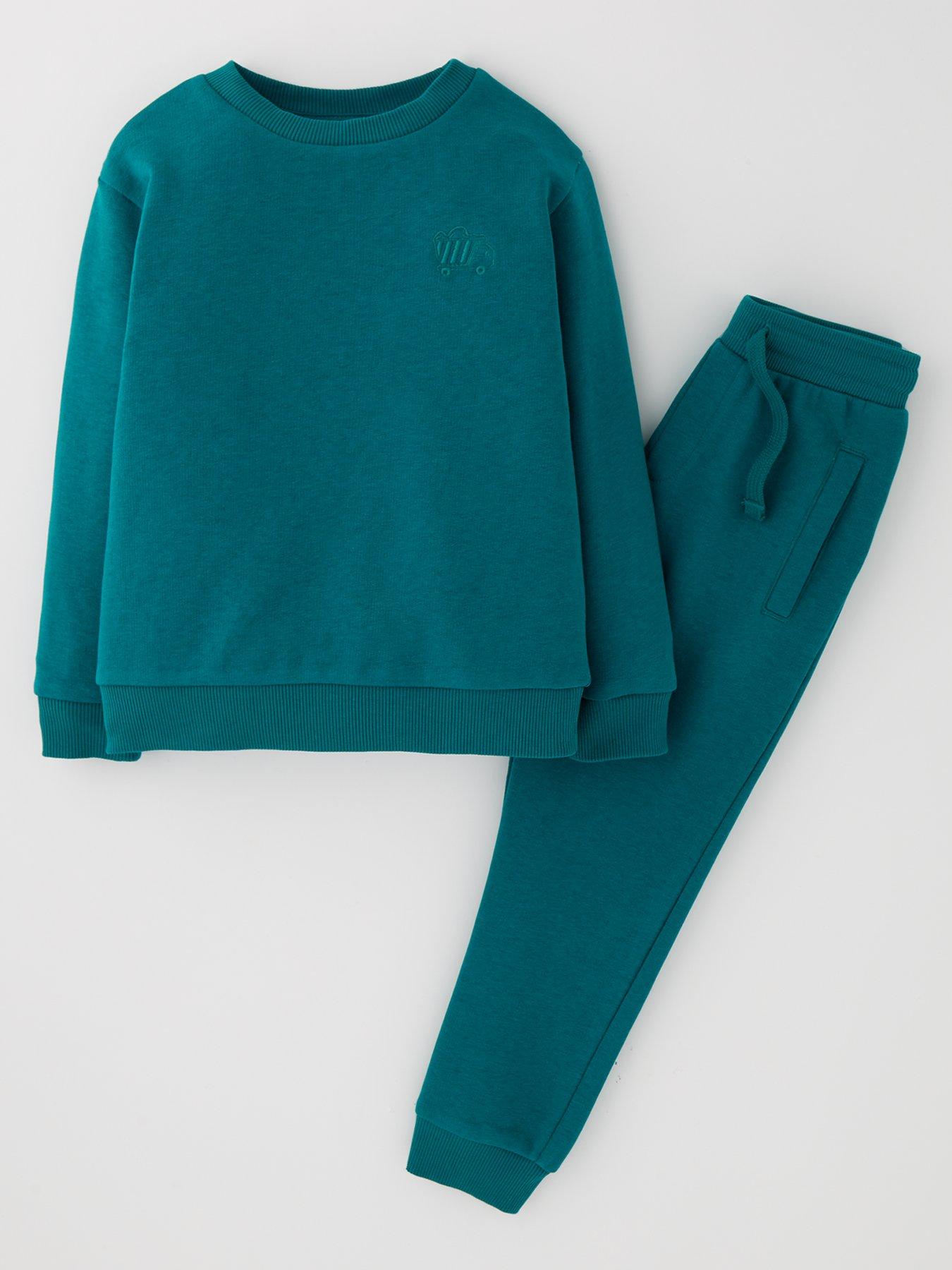 undefined Boys Green Sweat Top And Jog Set