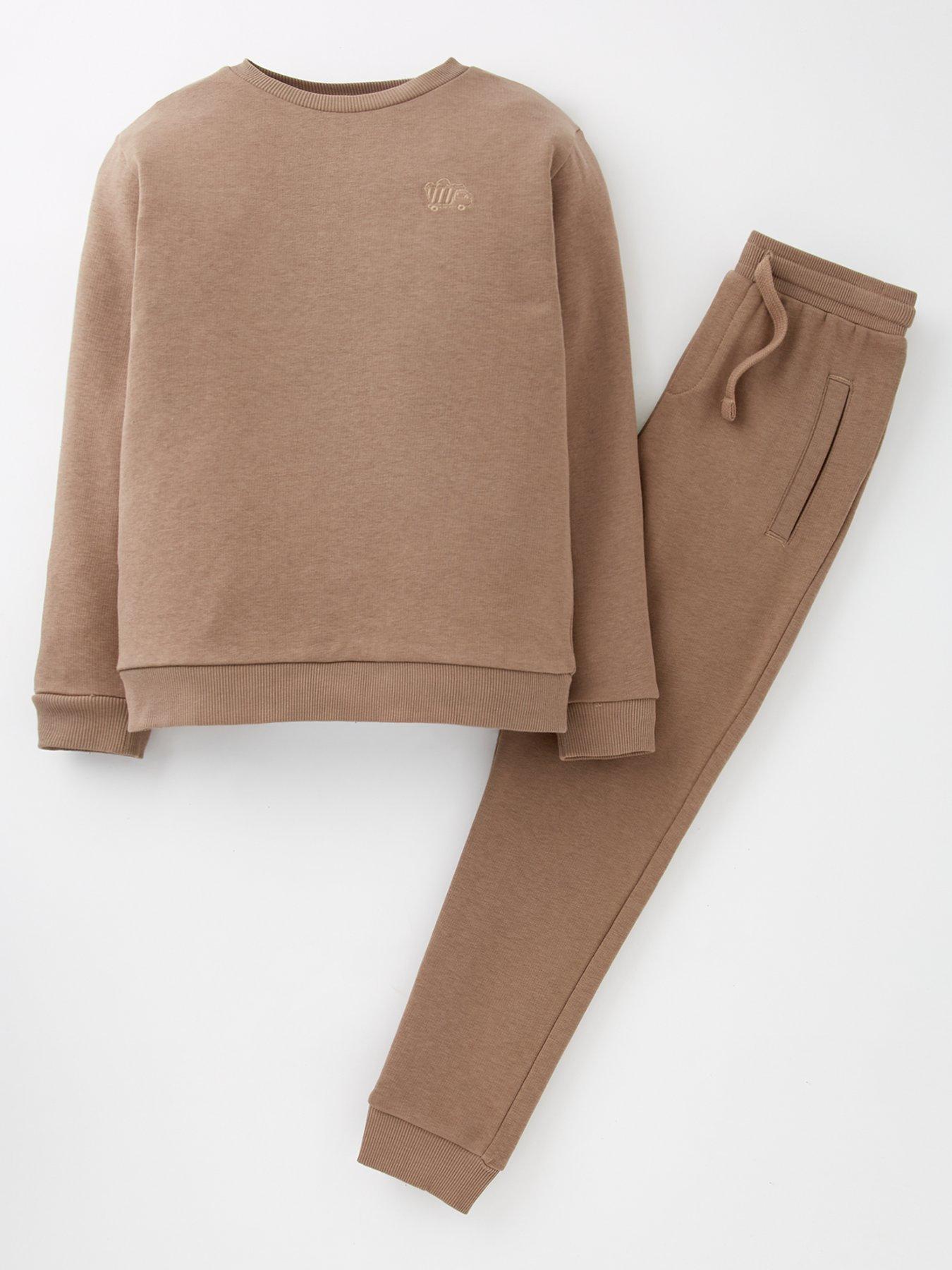 Image 1 of 4 of Everyday Boys Brown Sweat Top And Jog Set